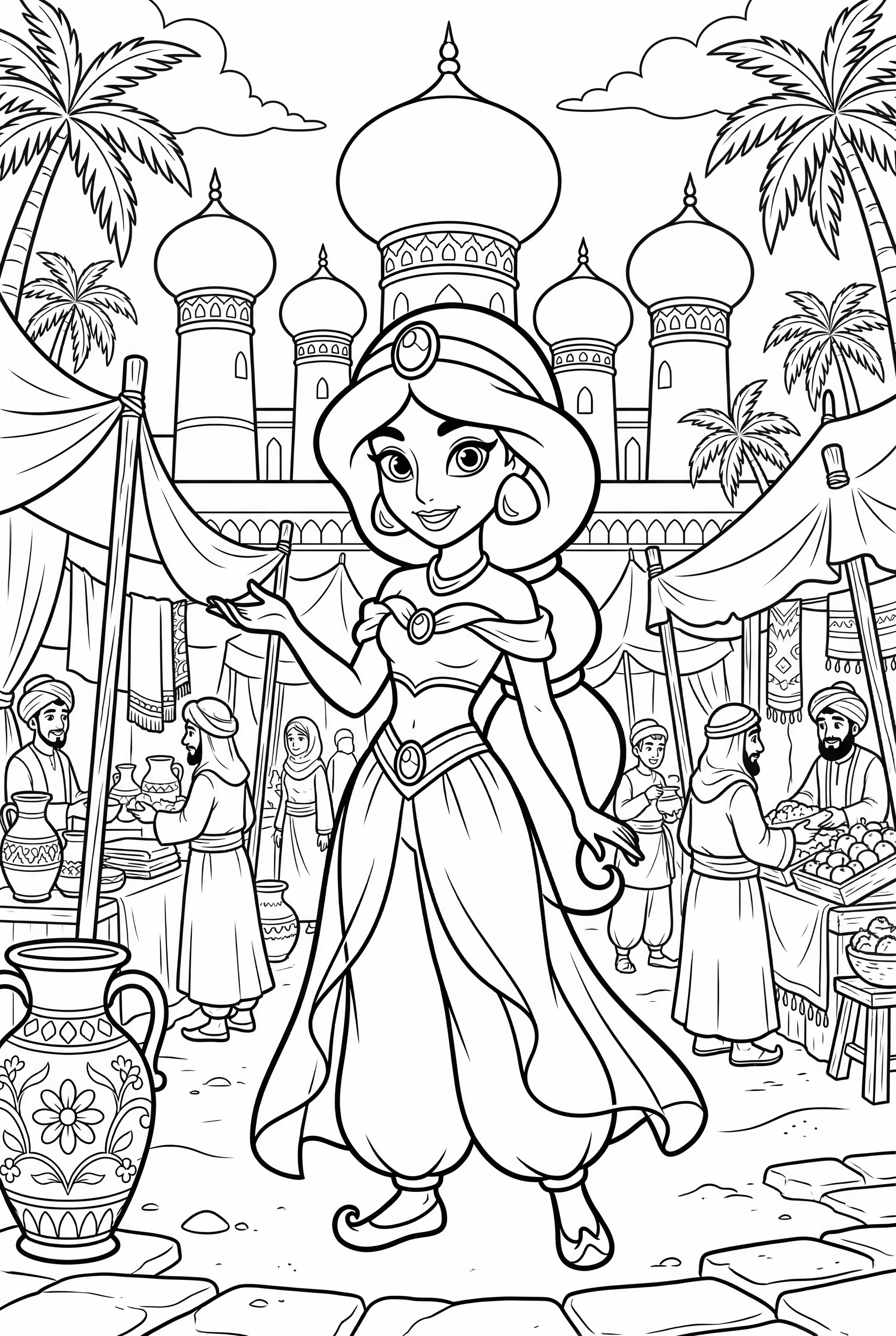 Jasmin lächelt im Agrabah Markt