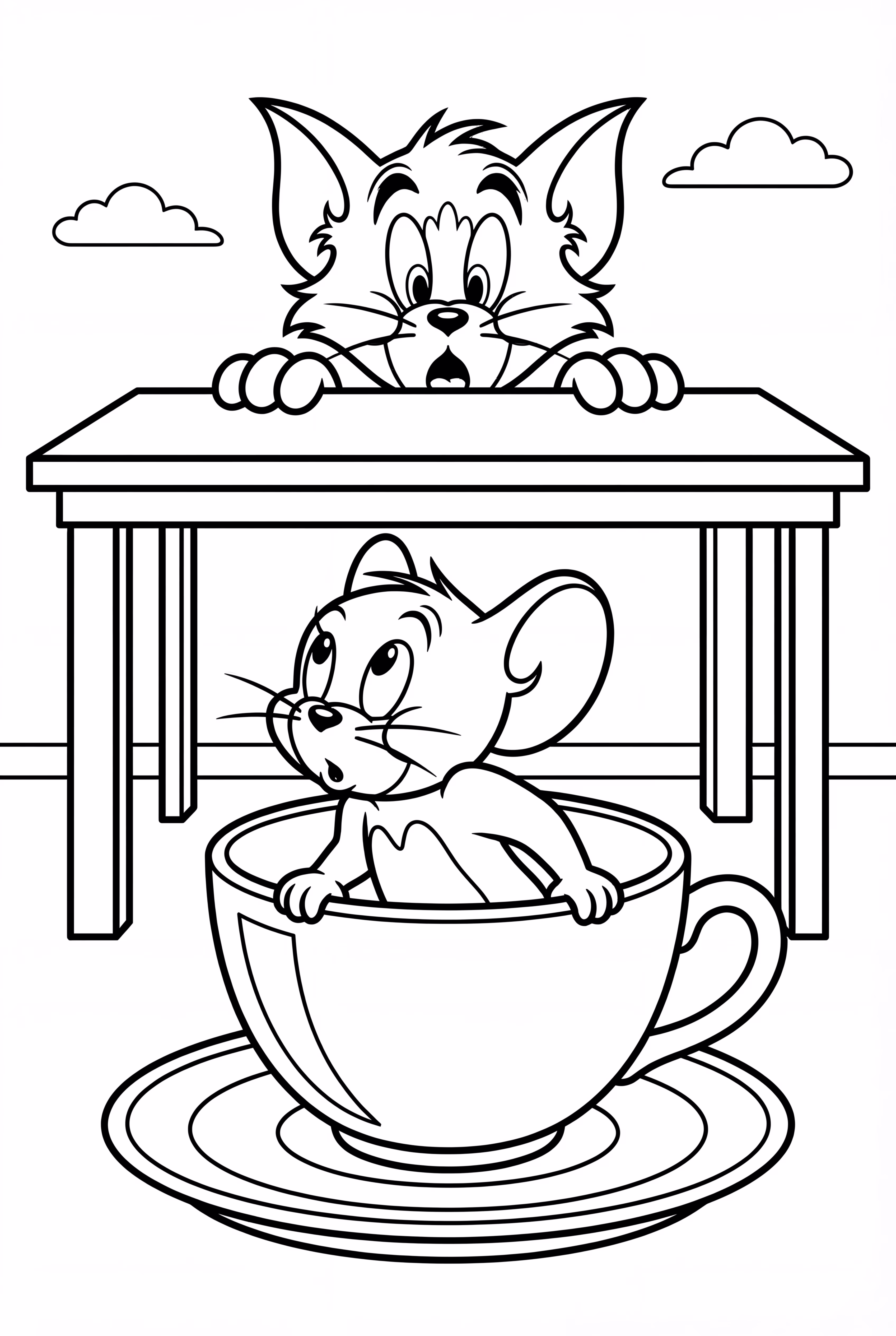 Jerry Hiding From Tom In A Teacup
