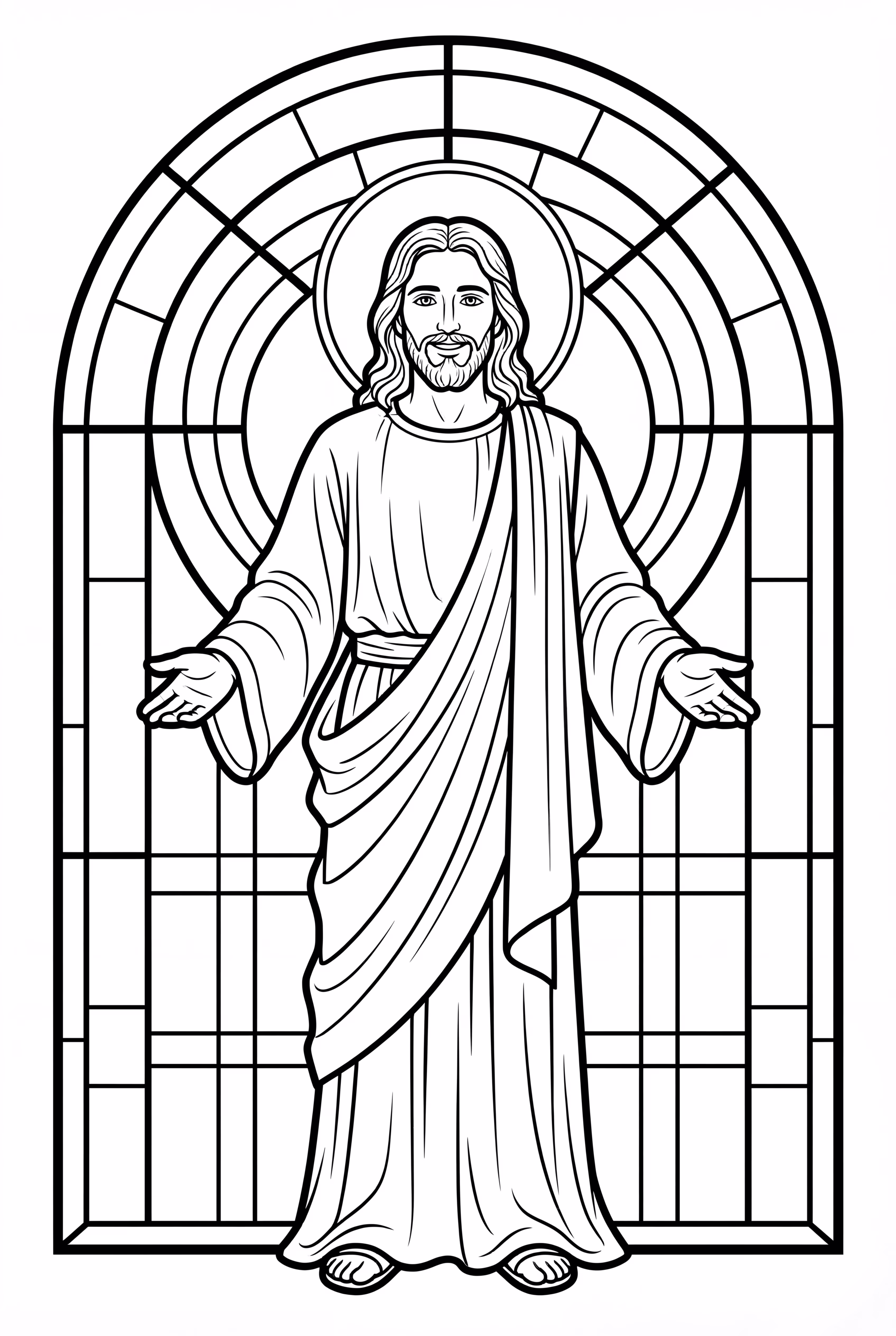 Jesus Christ In A Stained Glass Window Design