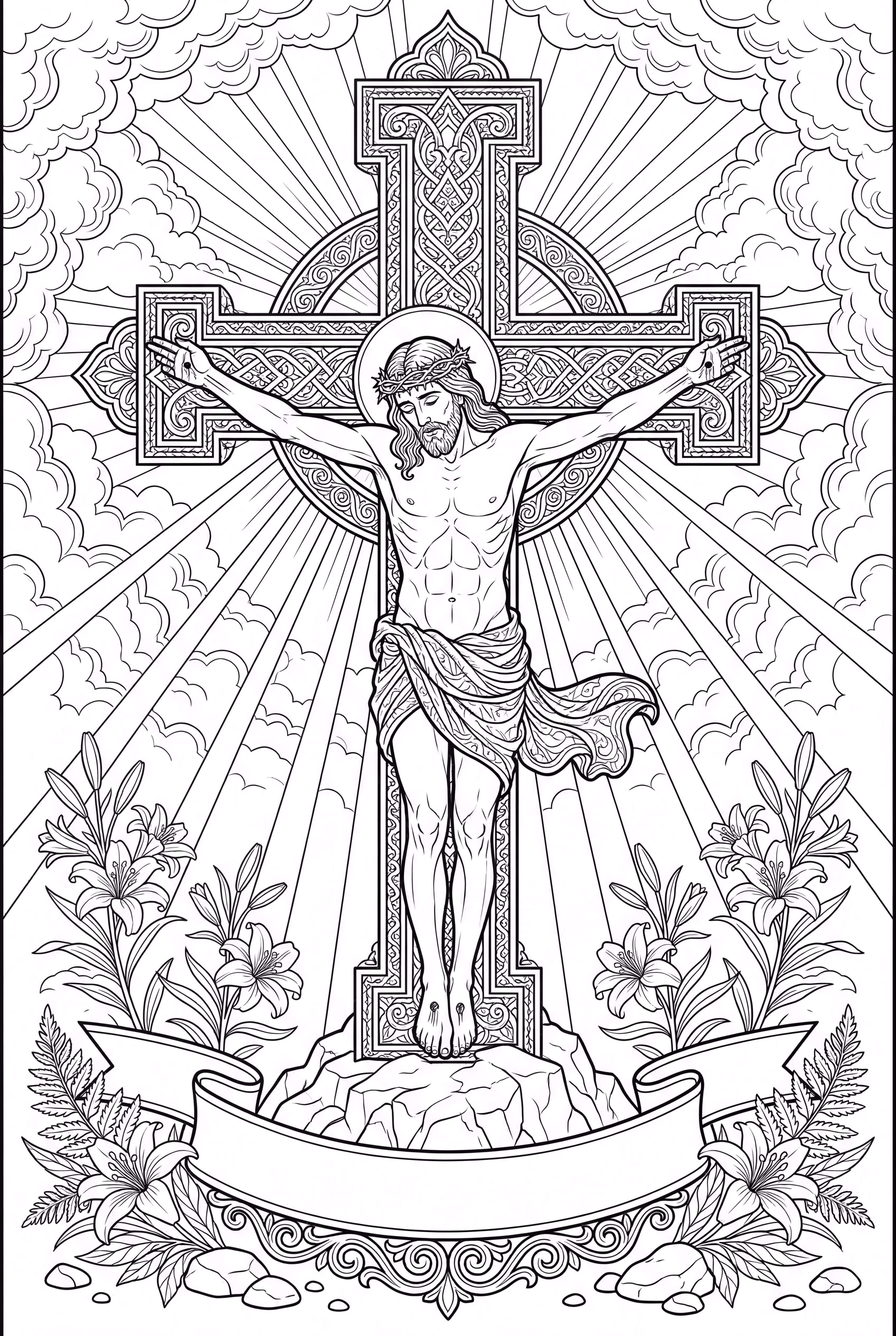 Jésus sur la croix avec Ésaïe 53_5 en dessous