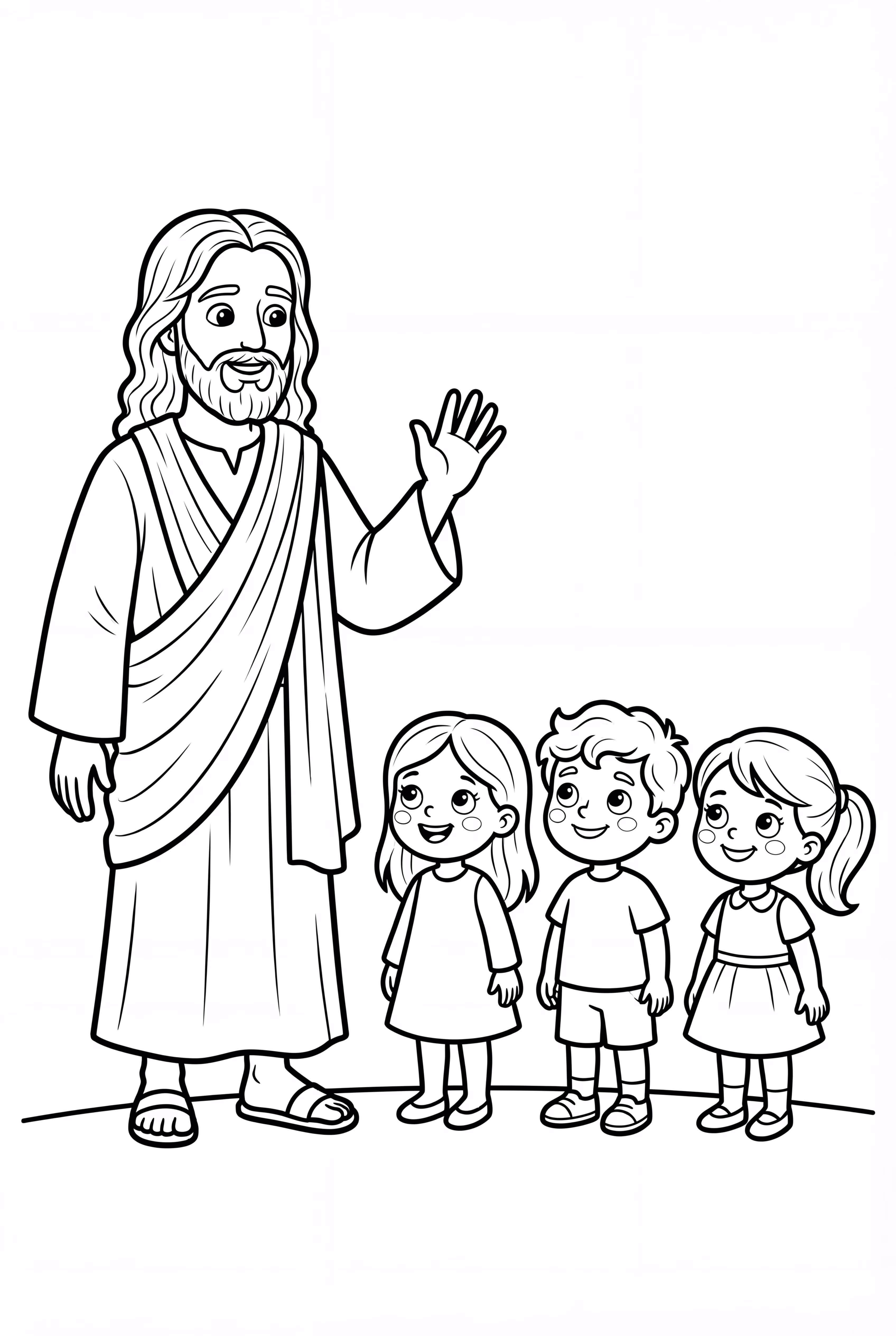 Jesus Waving Hello To Kids
