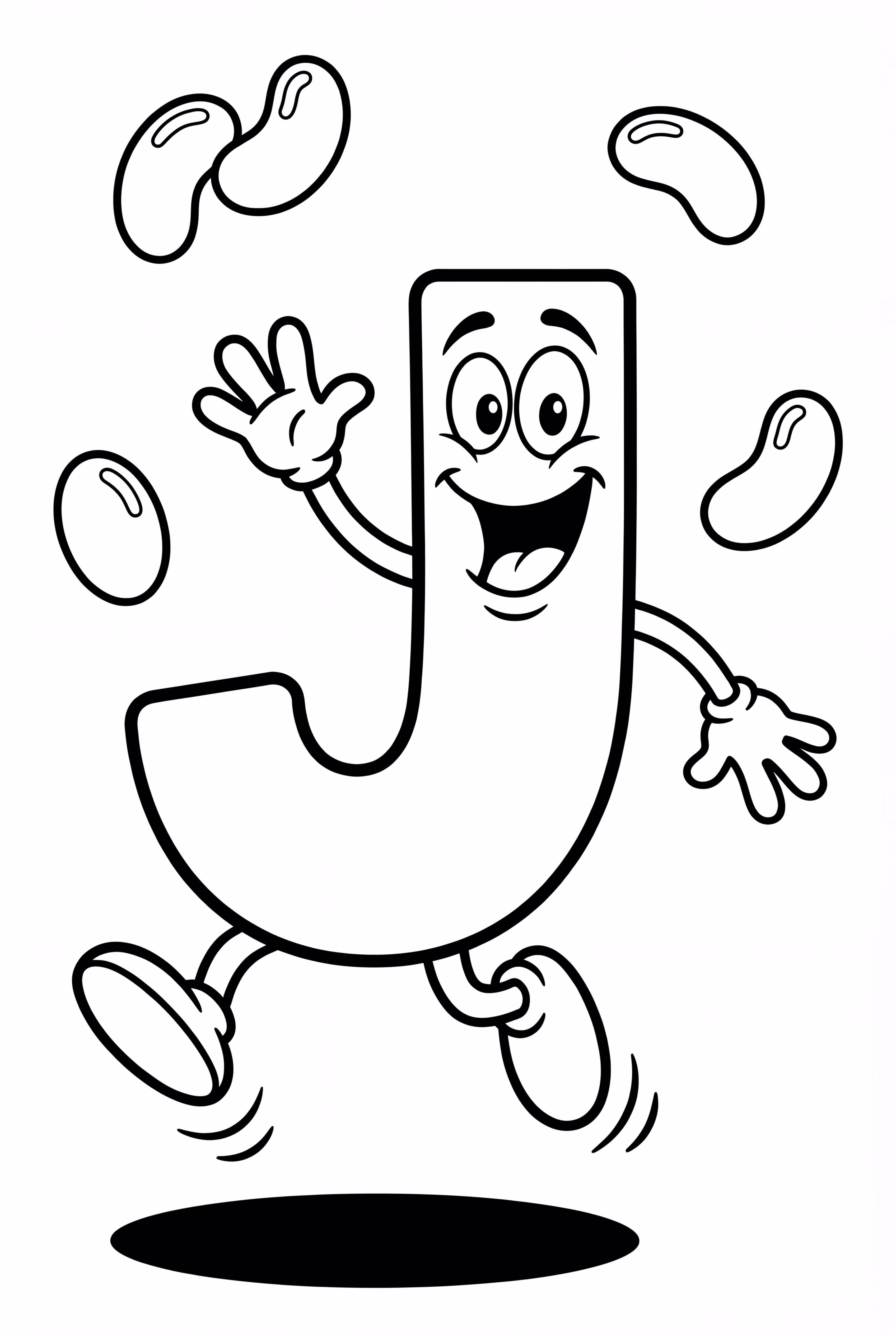 젤리빈과 함께 점프하는 알파벳 J