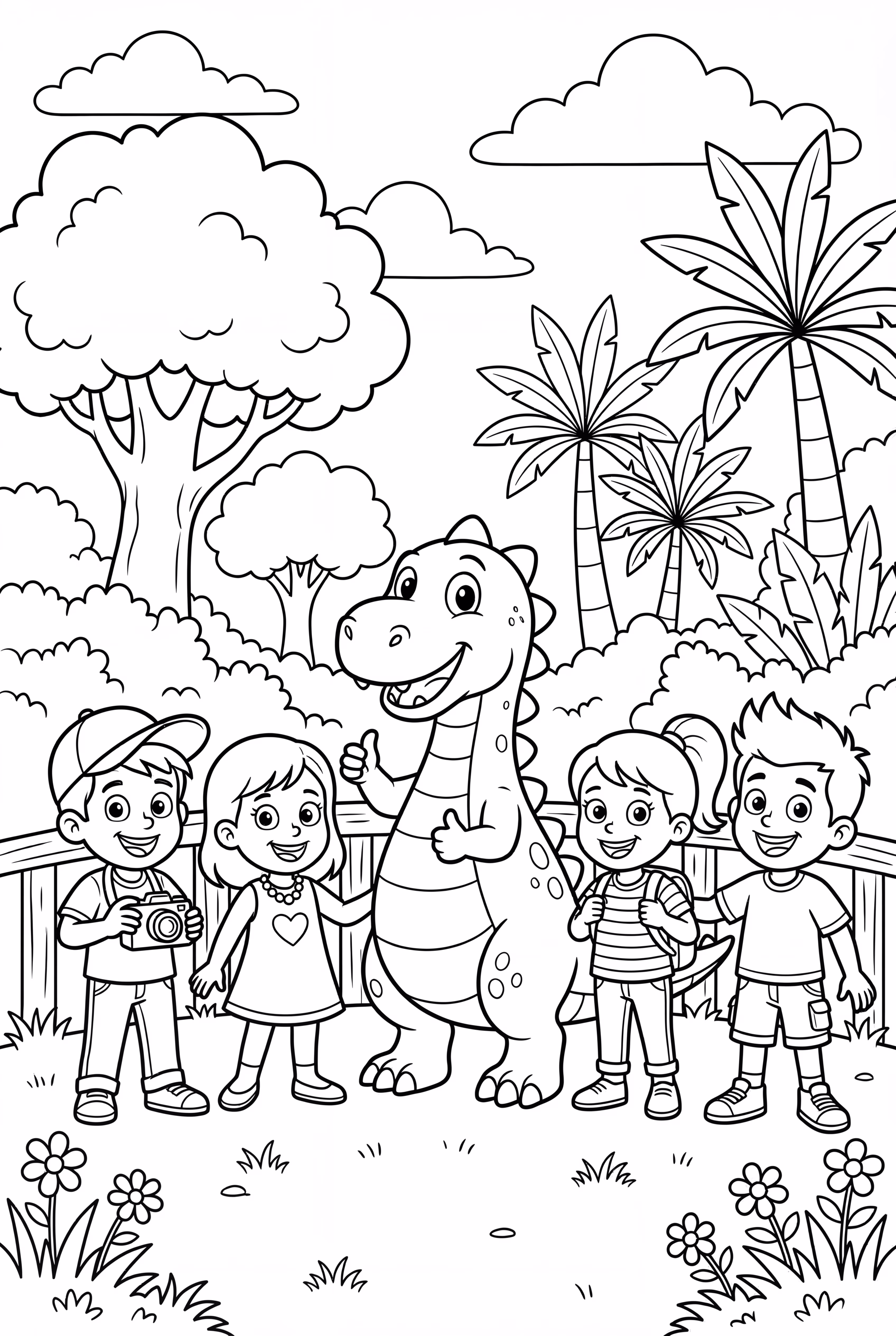 Visiteurs du Jurassic World au parc