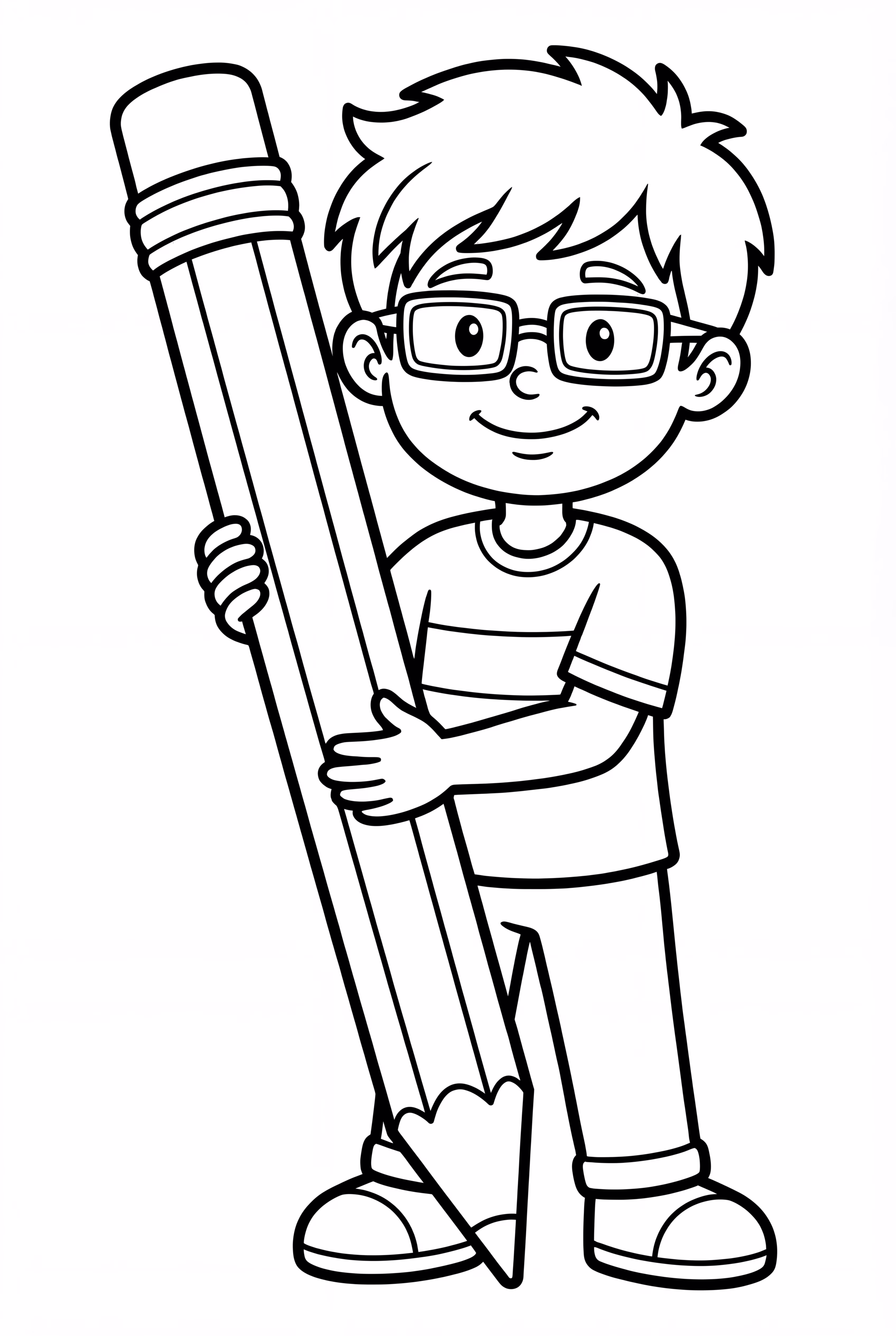 Justin Lankybox Holding a Giant Pencil