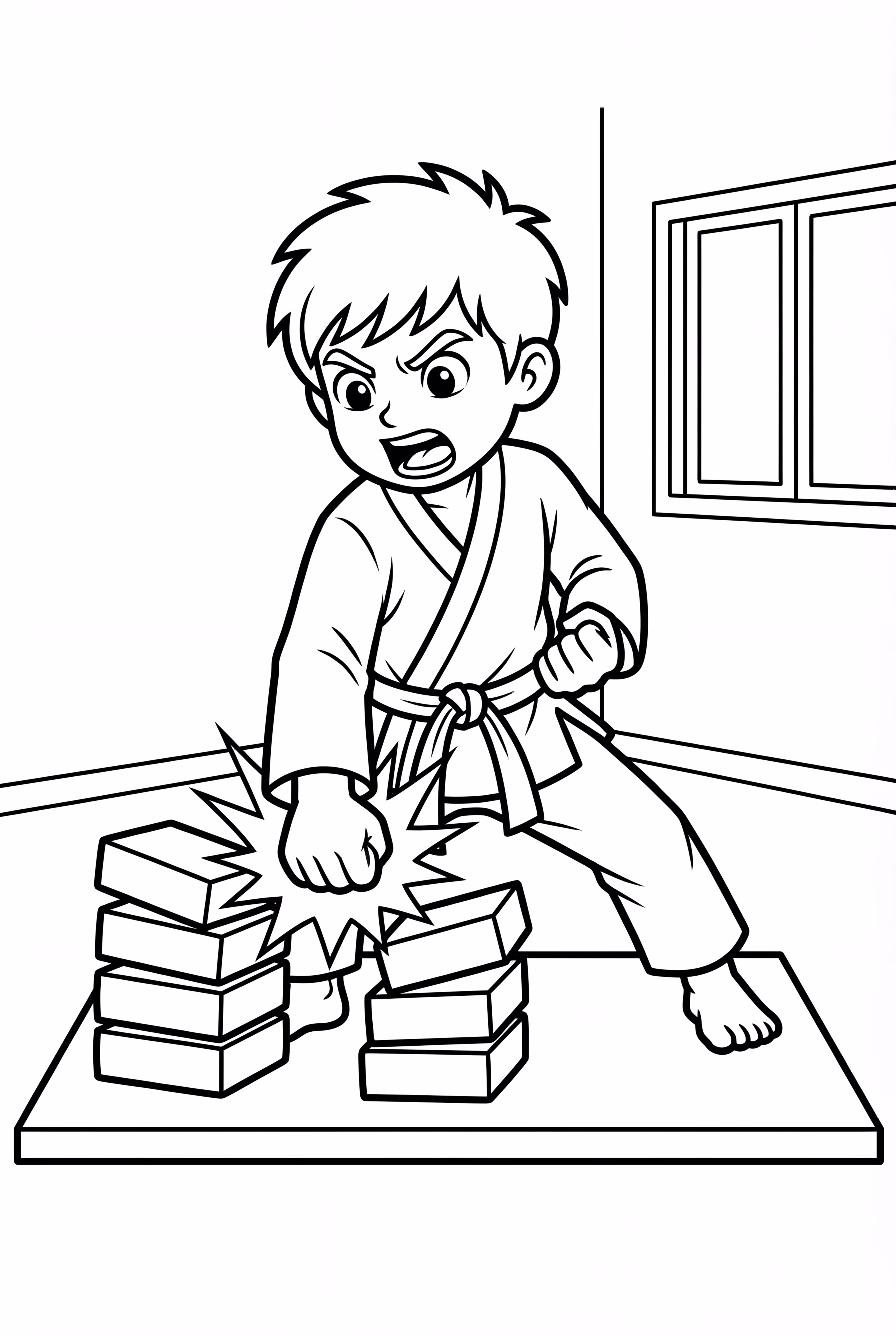 Karate Fighter Breaking A Stack Of Bricks