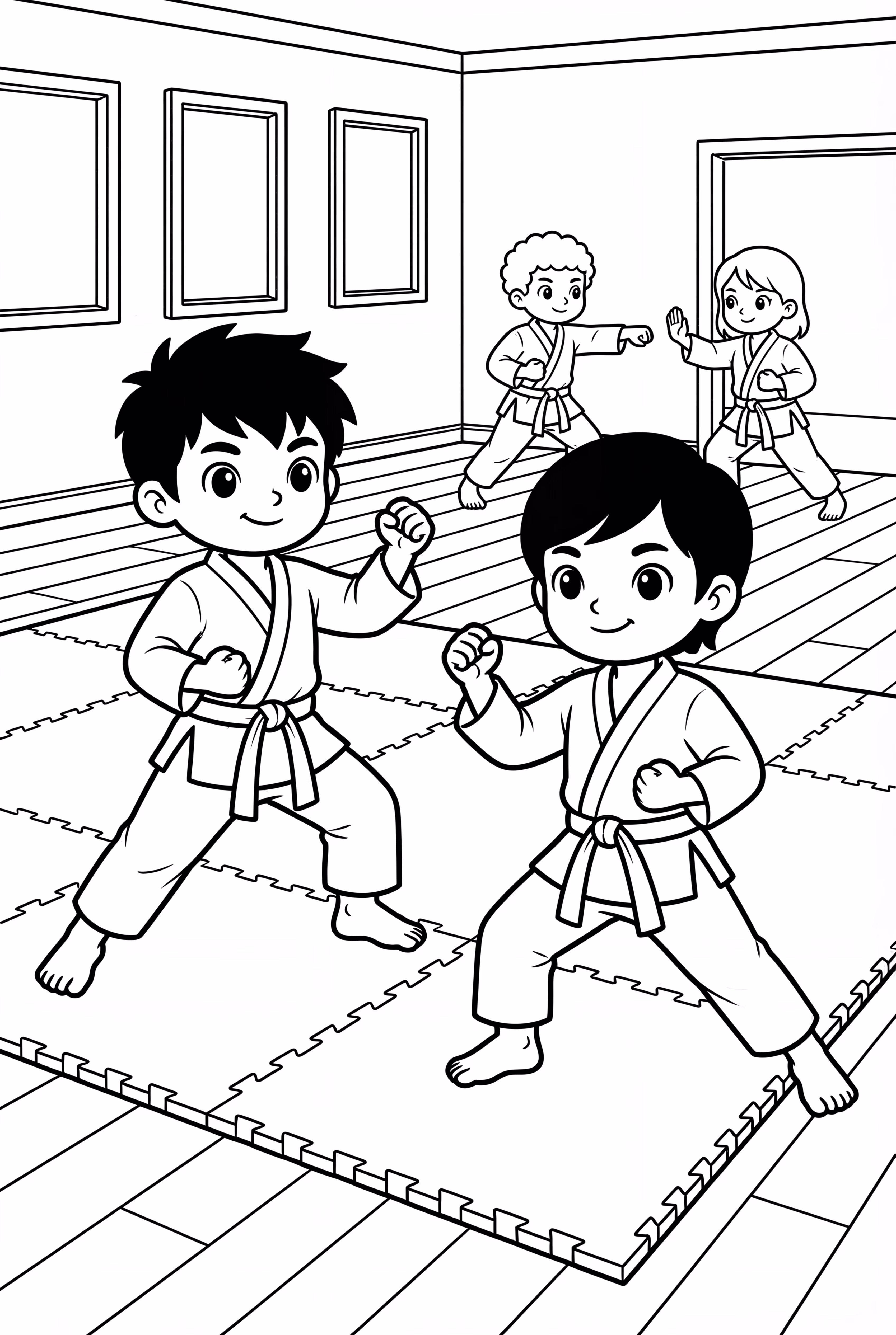 Karate Students In A Dojo