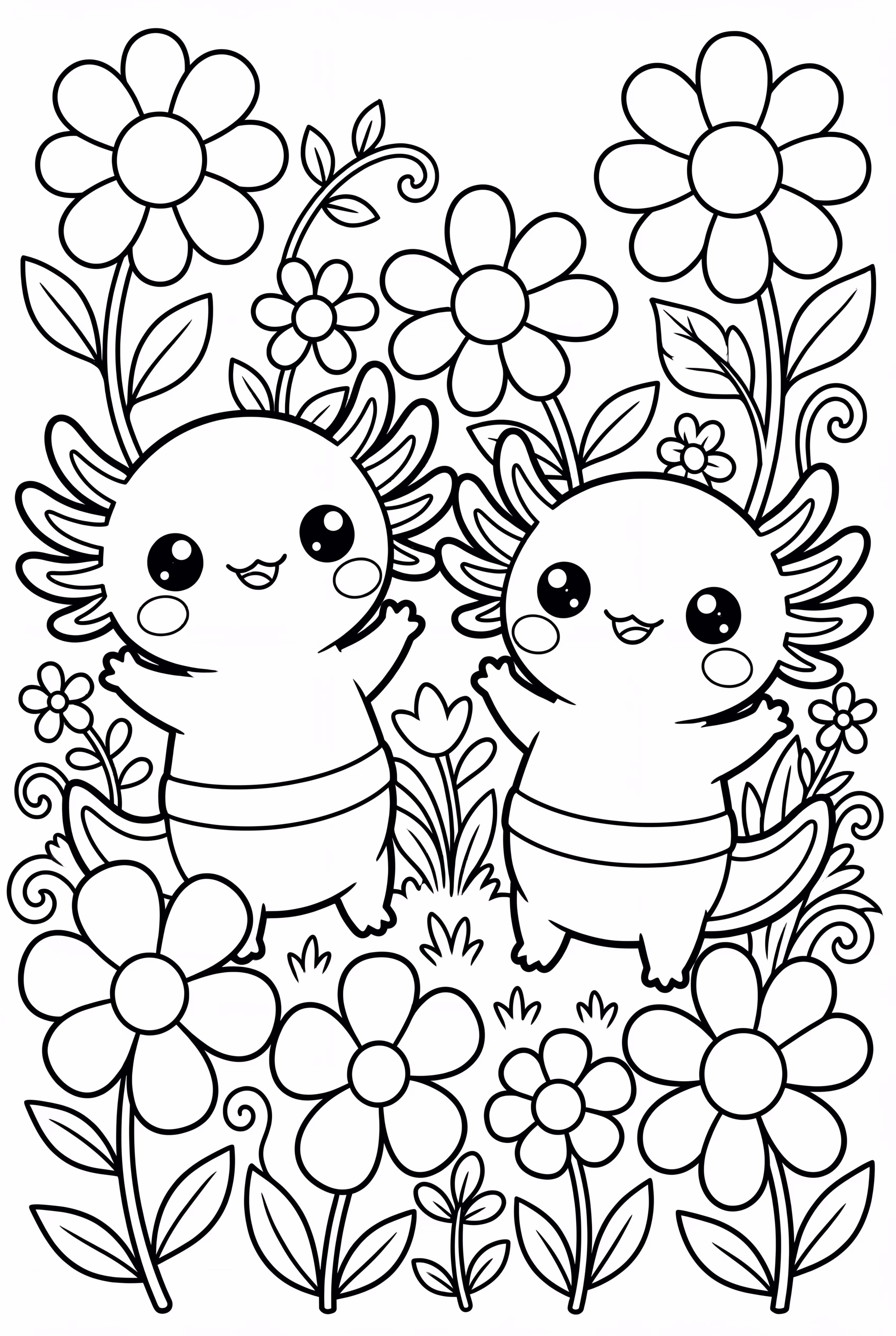 Kawaii Axolotl Garden Party