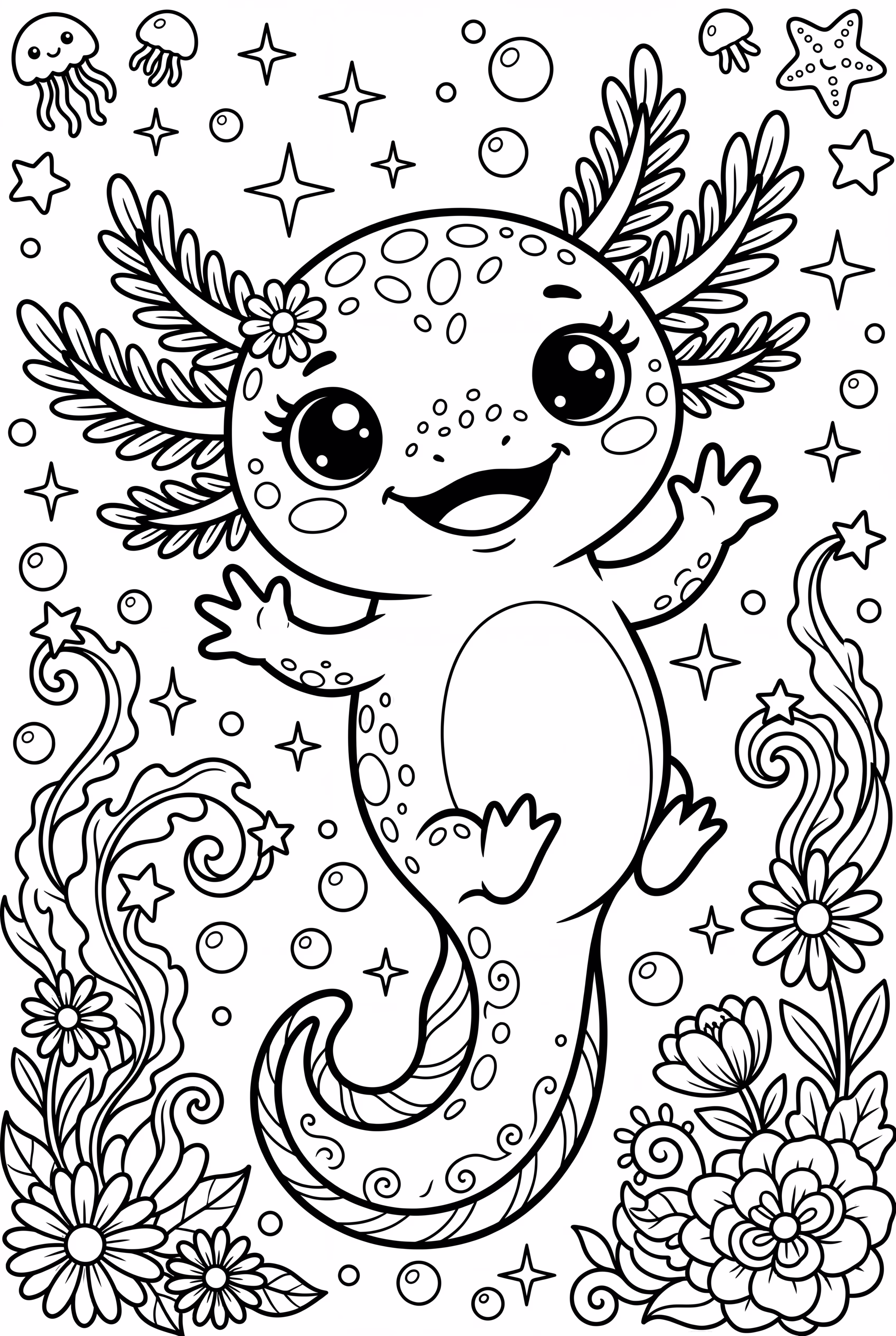 Kawaii Axolotl Wave