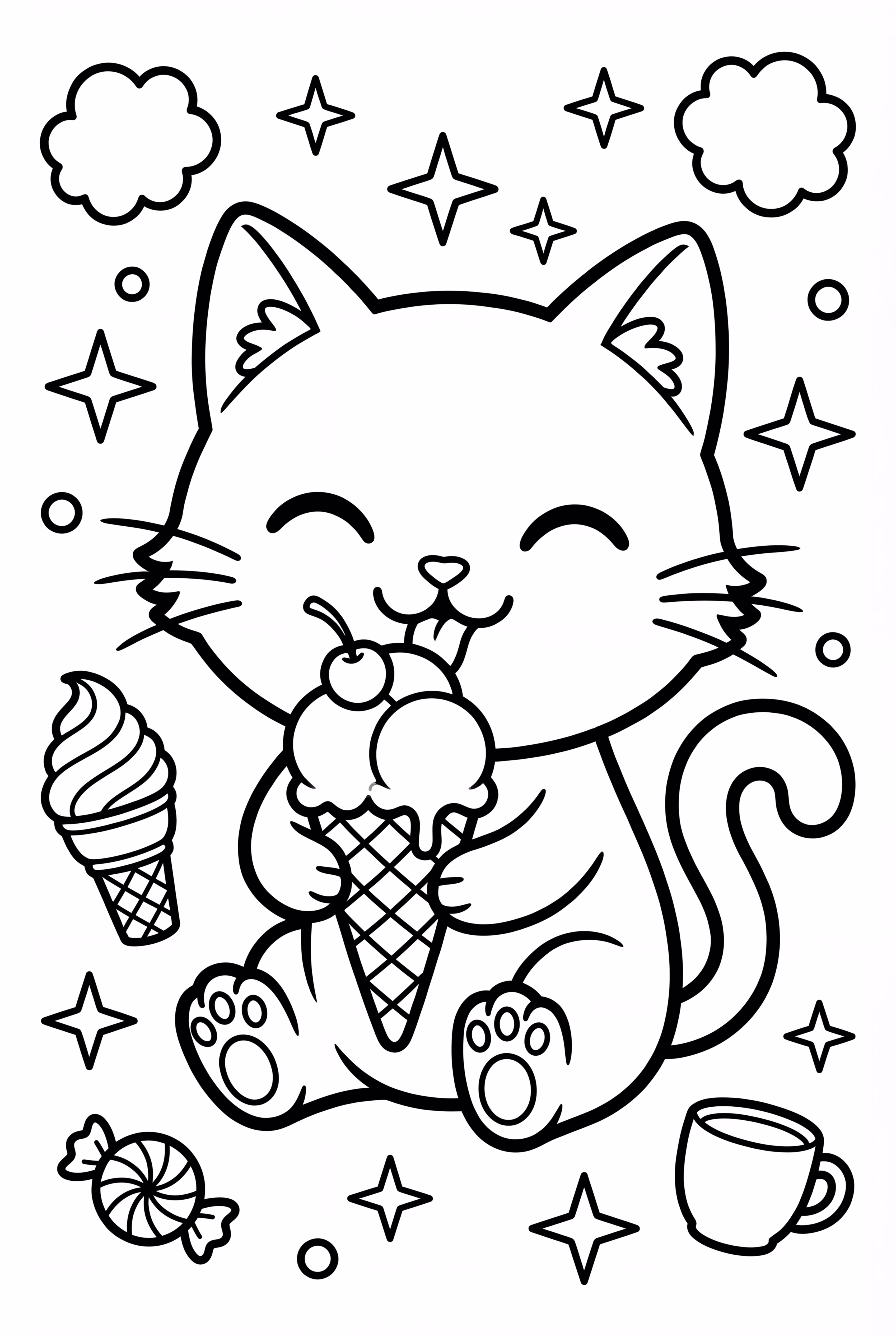 可爱的猫咪和冰淇淋