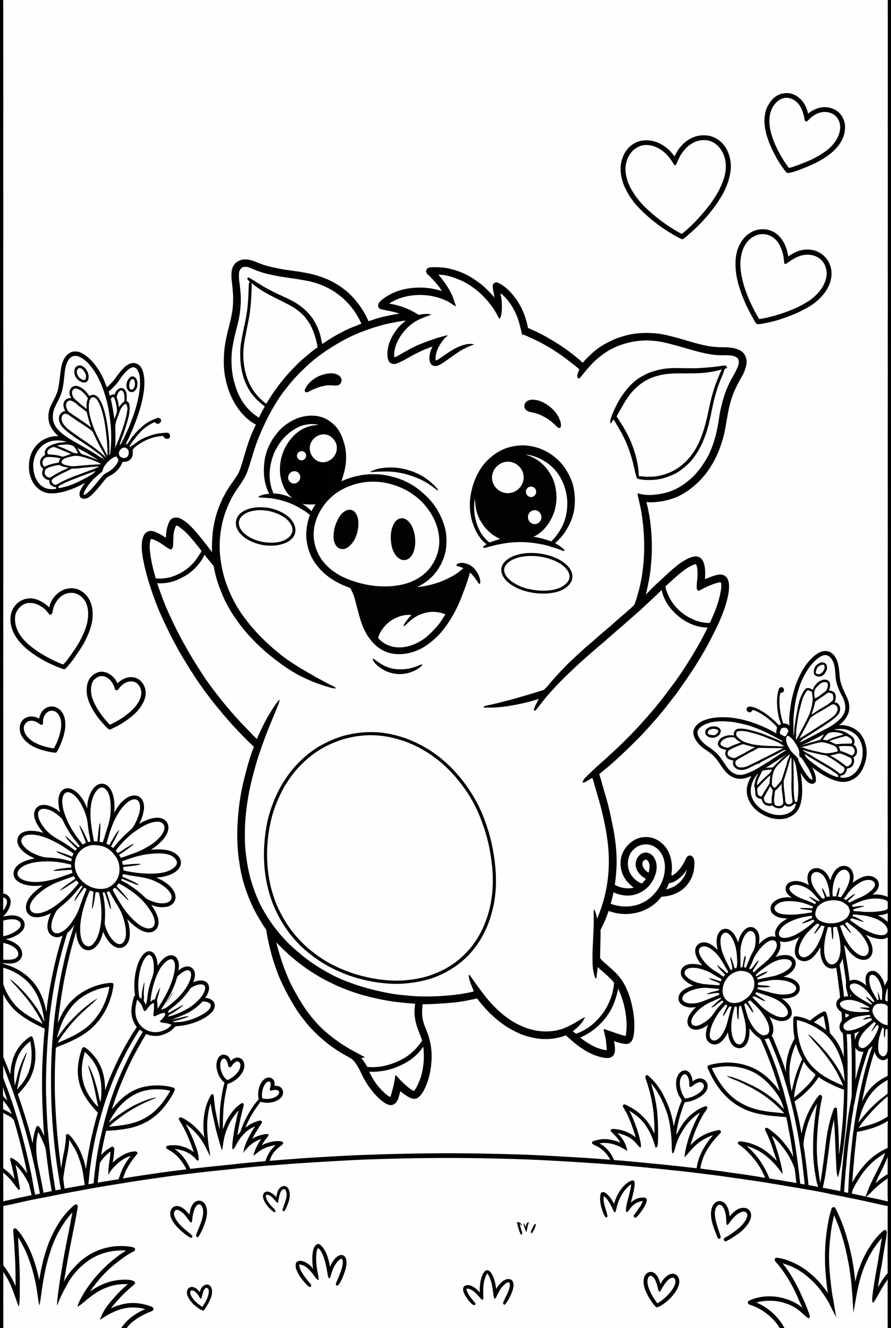 귀여운 큰 눈을 가진 돼지-2