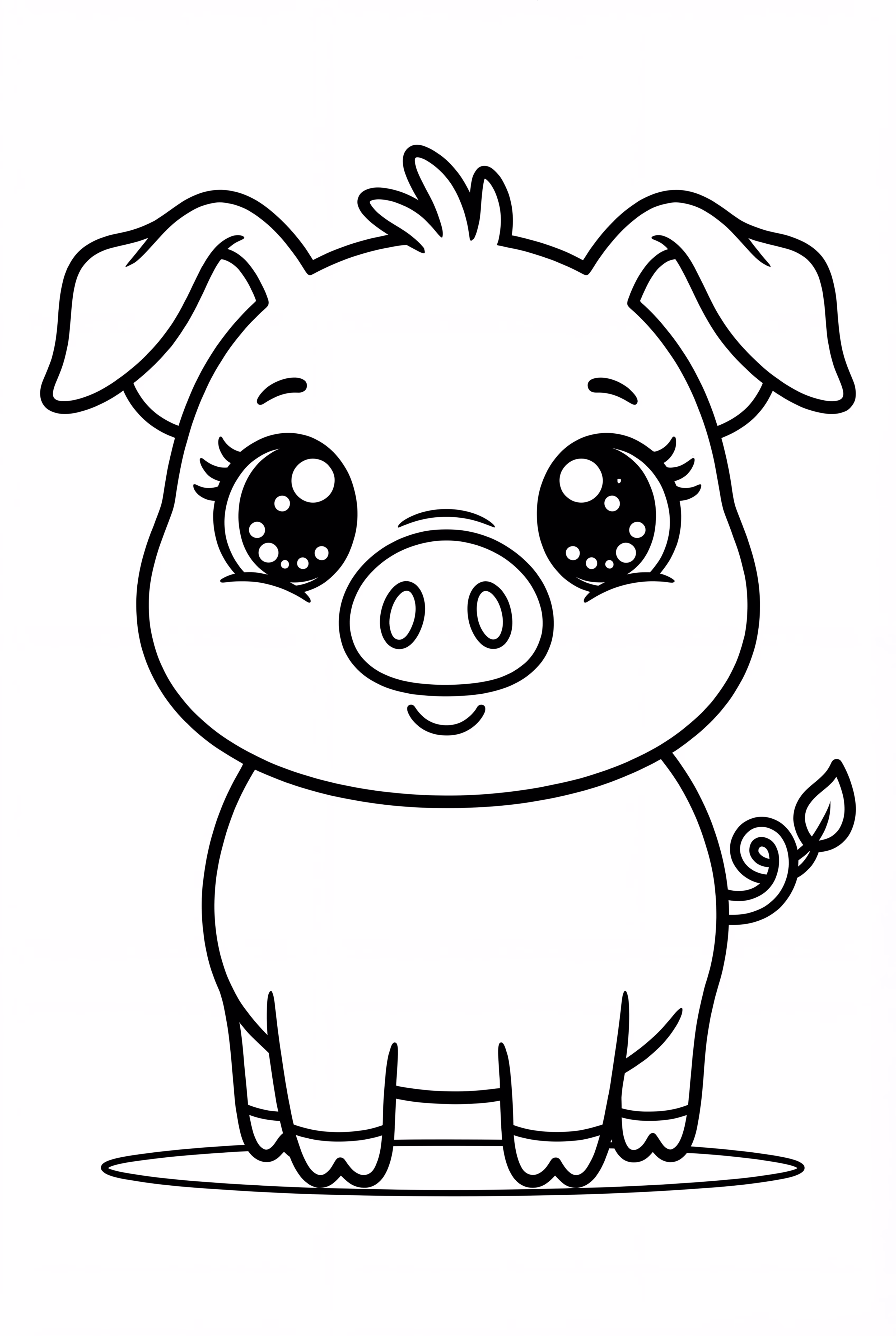 Kawaii Cute Pig with Big Eyes