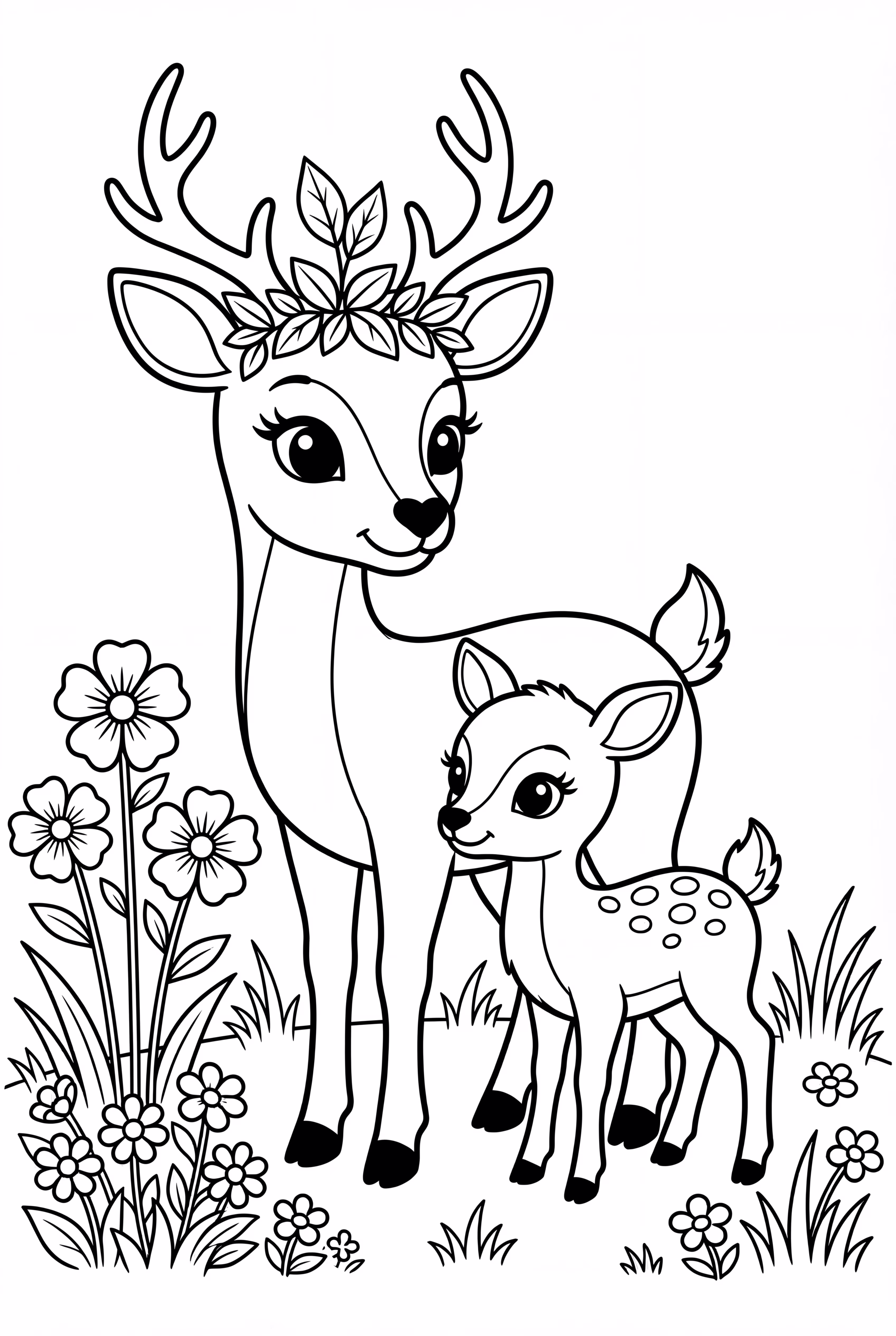 귀여운 사슴 가족