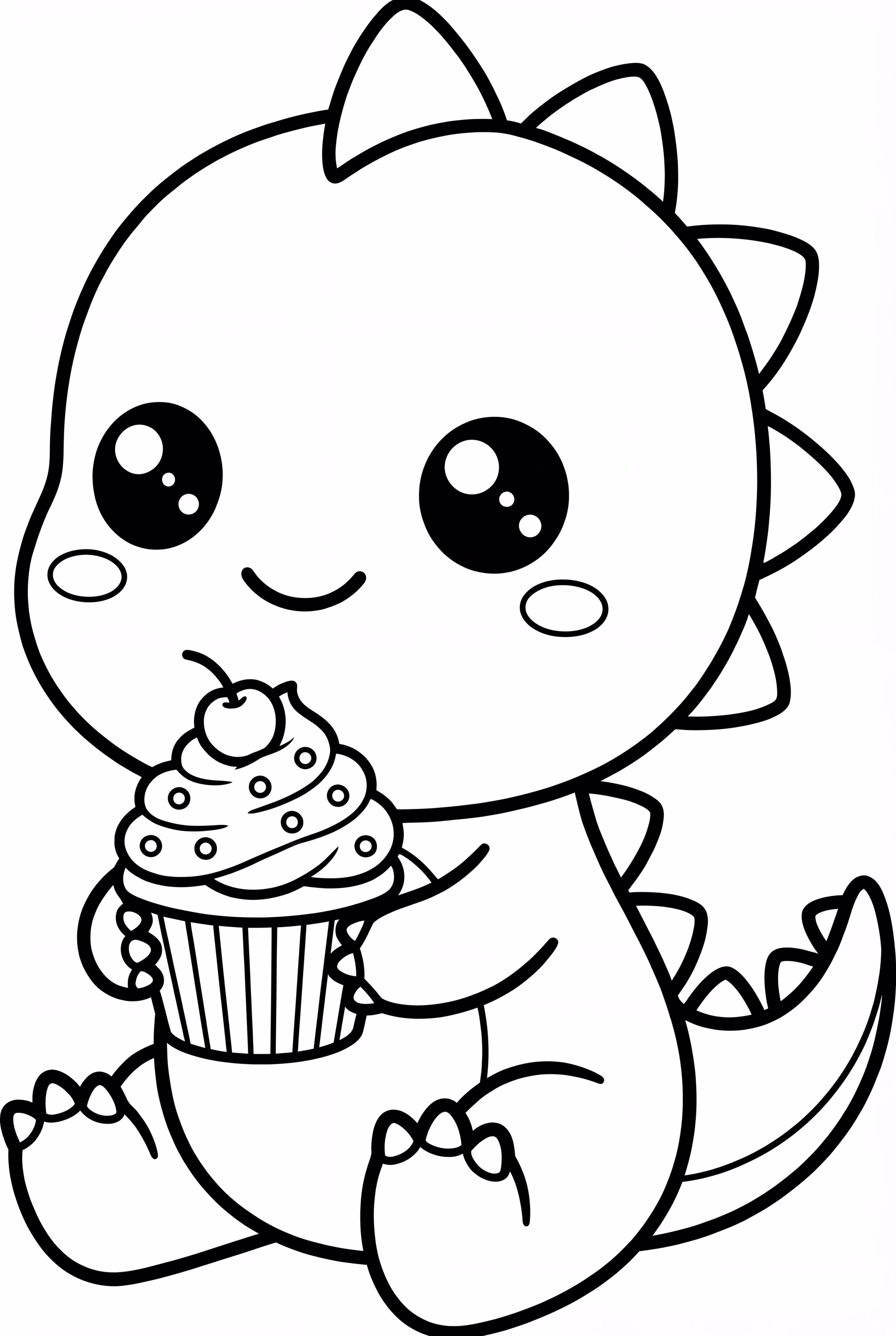Kawaii Dinosaur With Cupcake