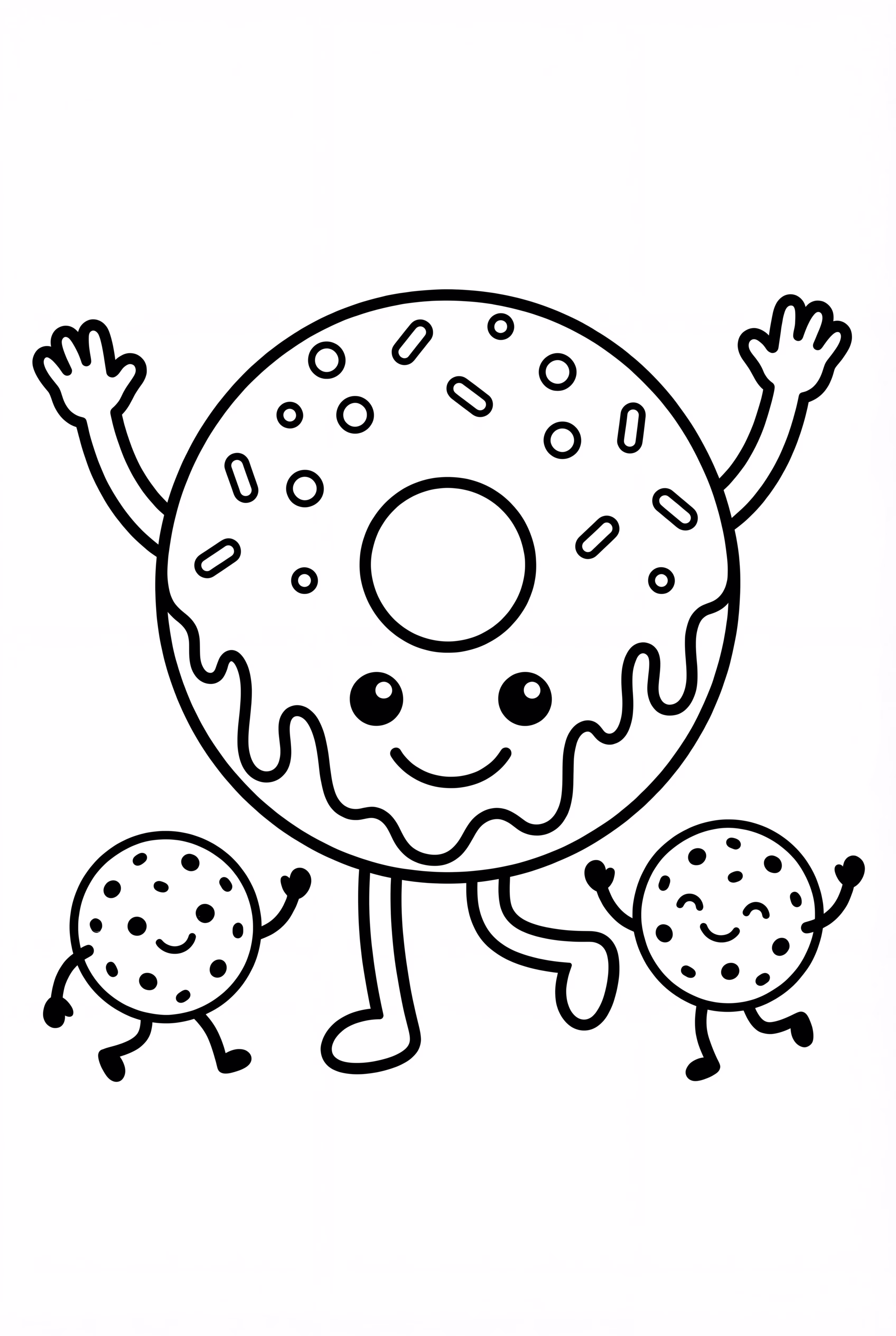Kawaii Donut Dancing With Friends