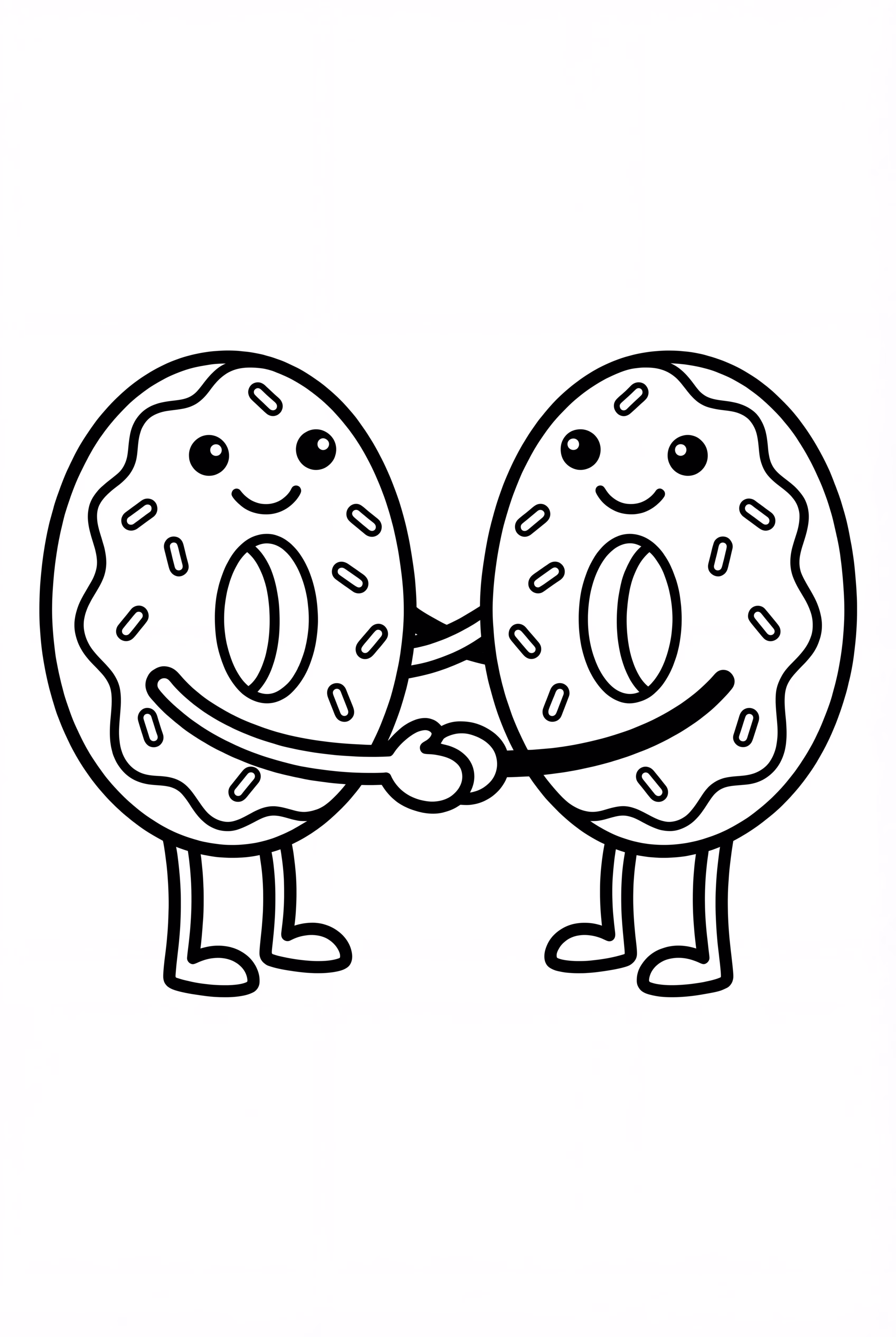 Kawaii Donut Friends Holding Hands