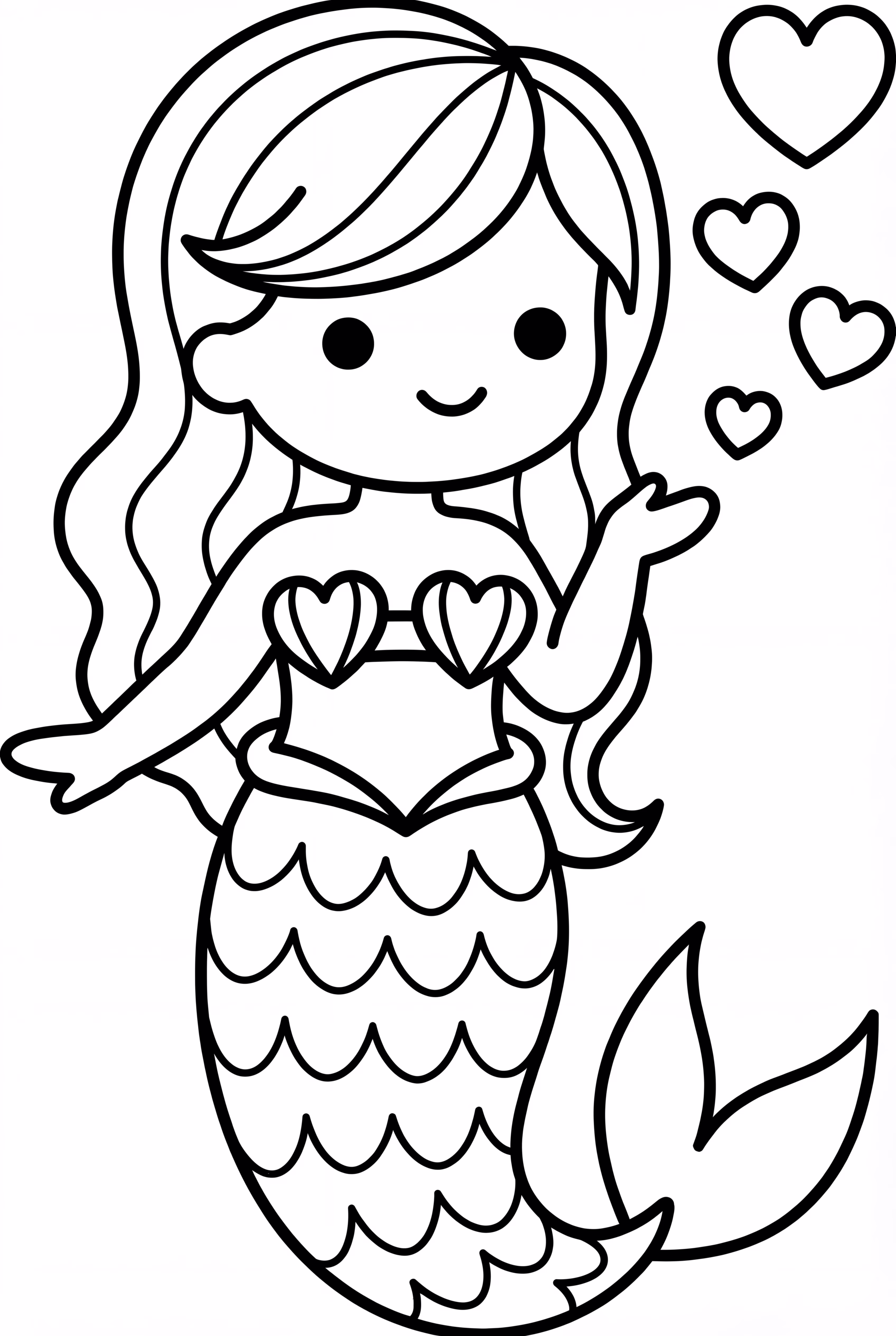 Kawaii Mermaid Blowing Heart-Shaped Bubbles
