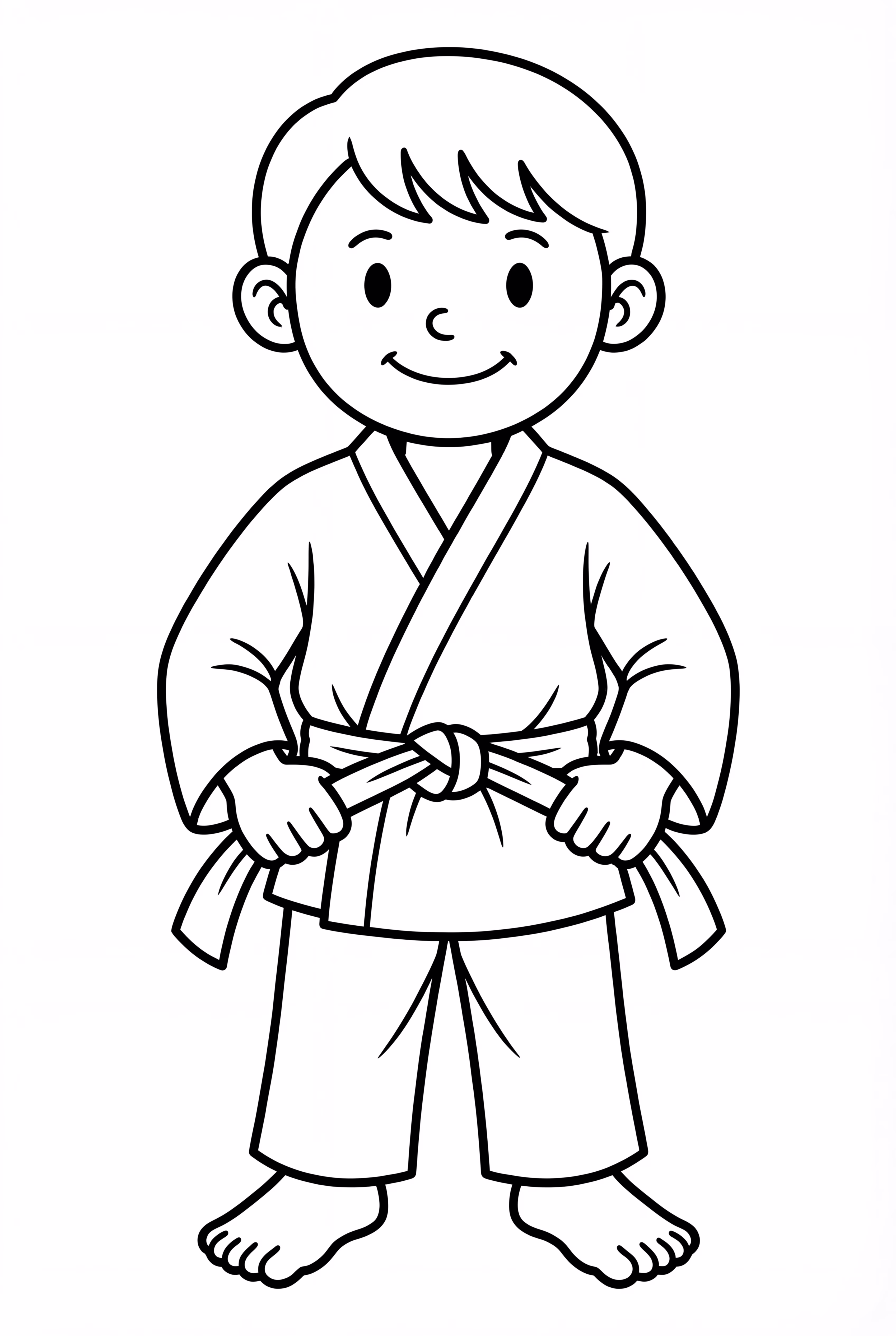 Kid Tying A Karate Belt