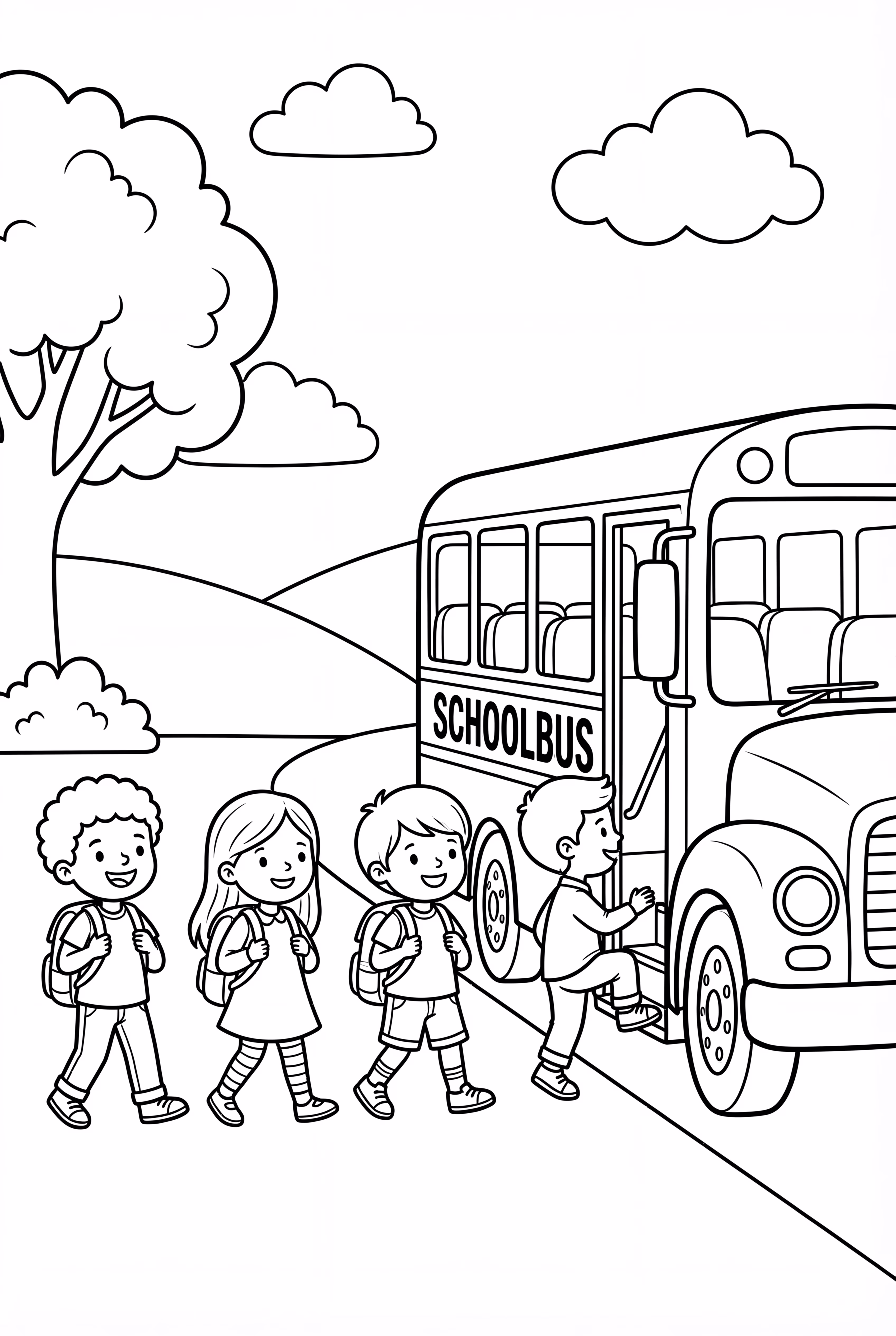 Kids Boarding the School Bus