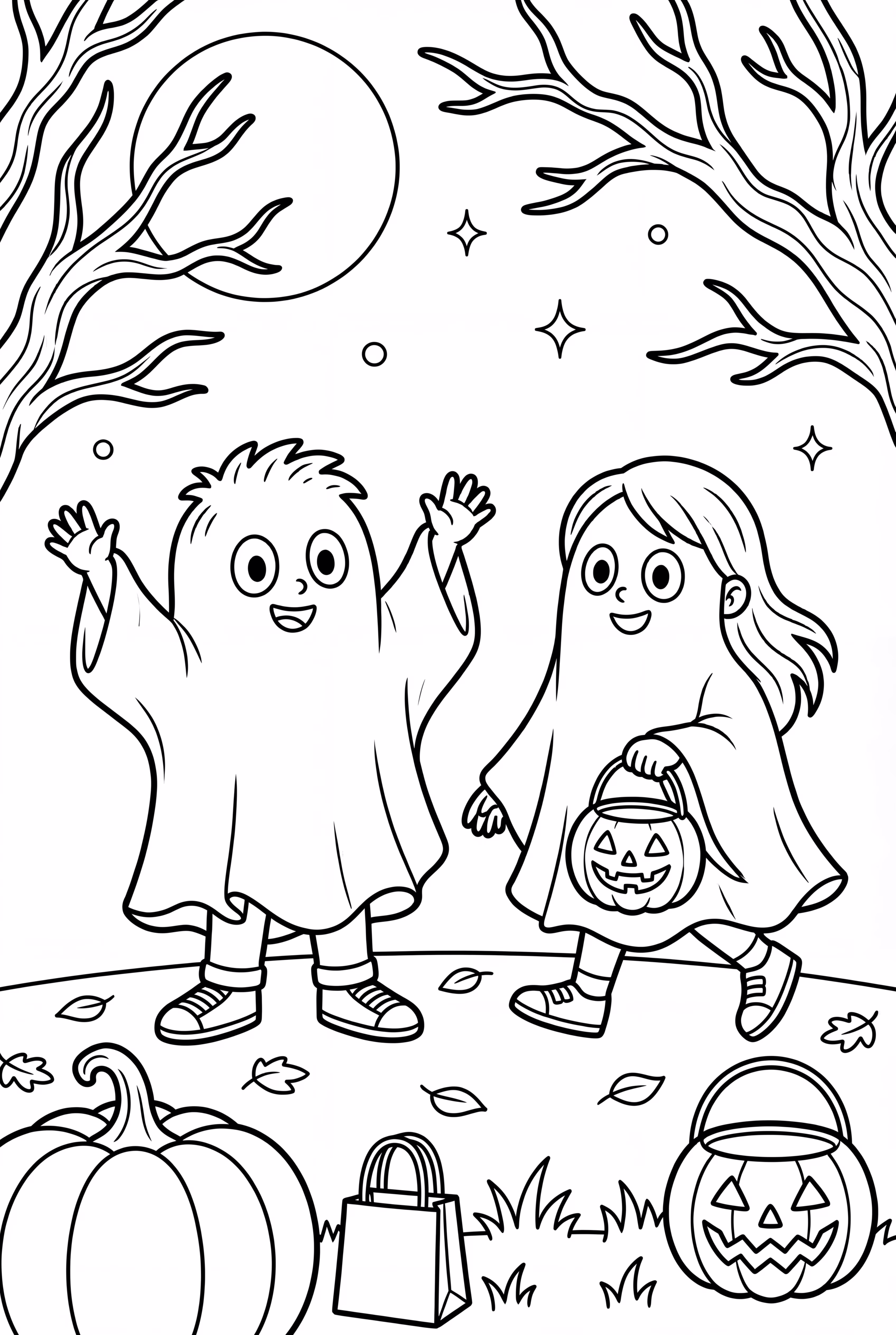 Kids Dressing as Ghosts for Halloween