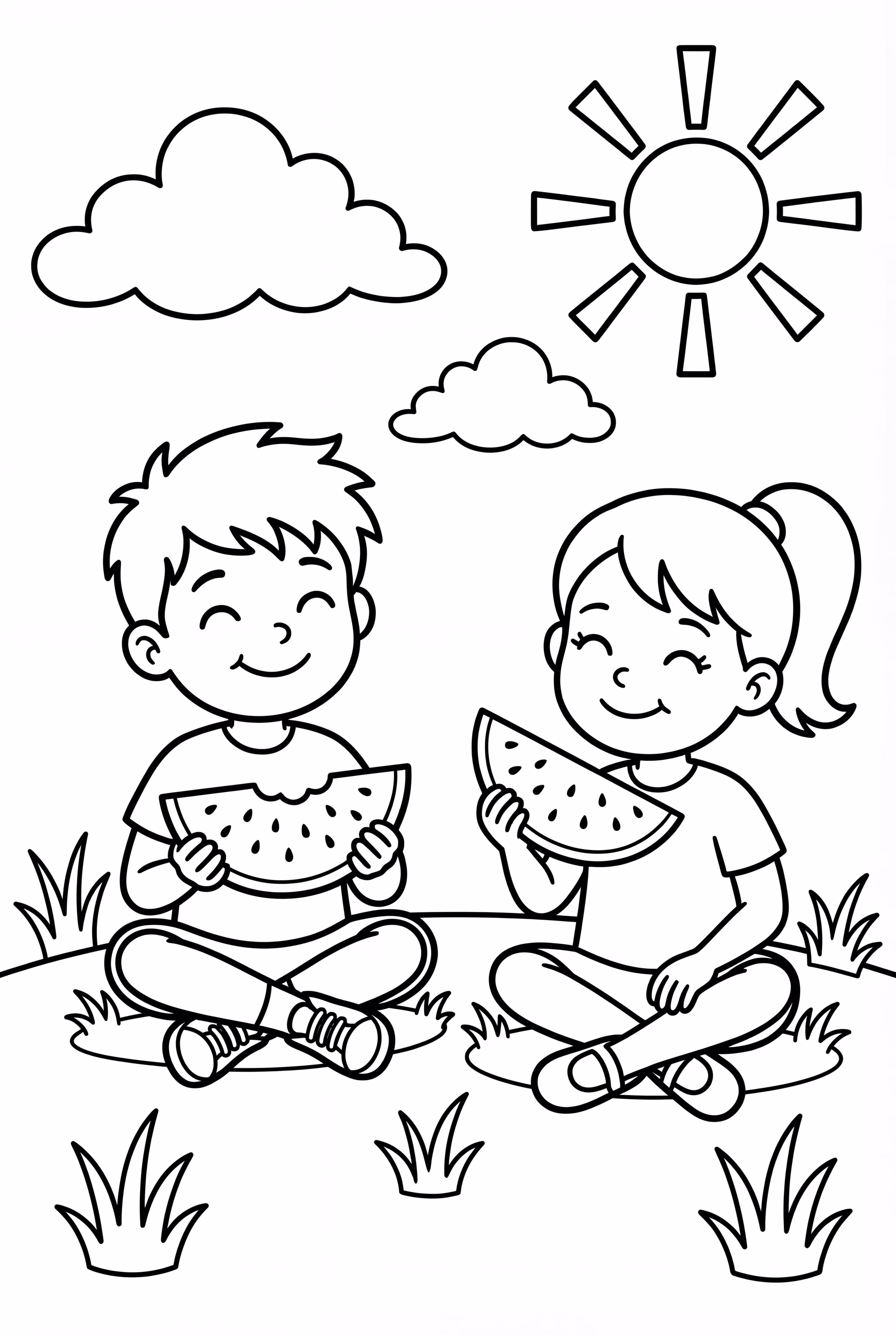 Kinder essen Sommer-Wassermelone