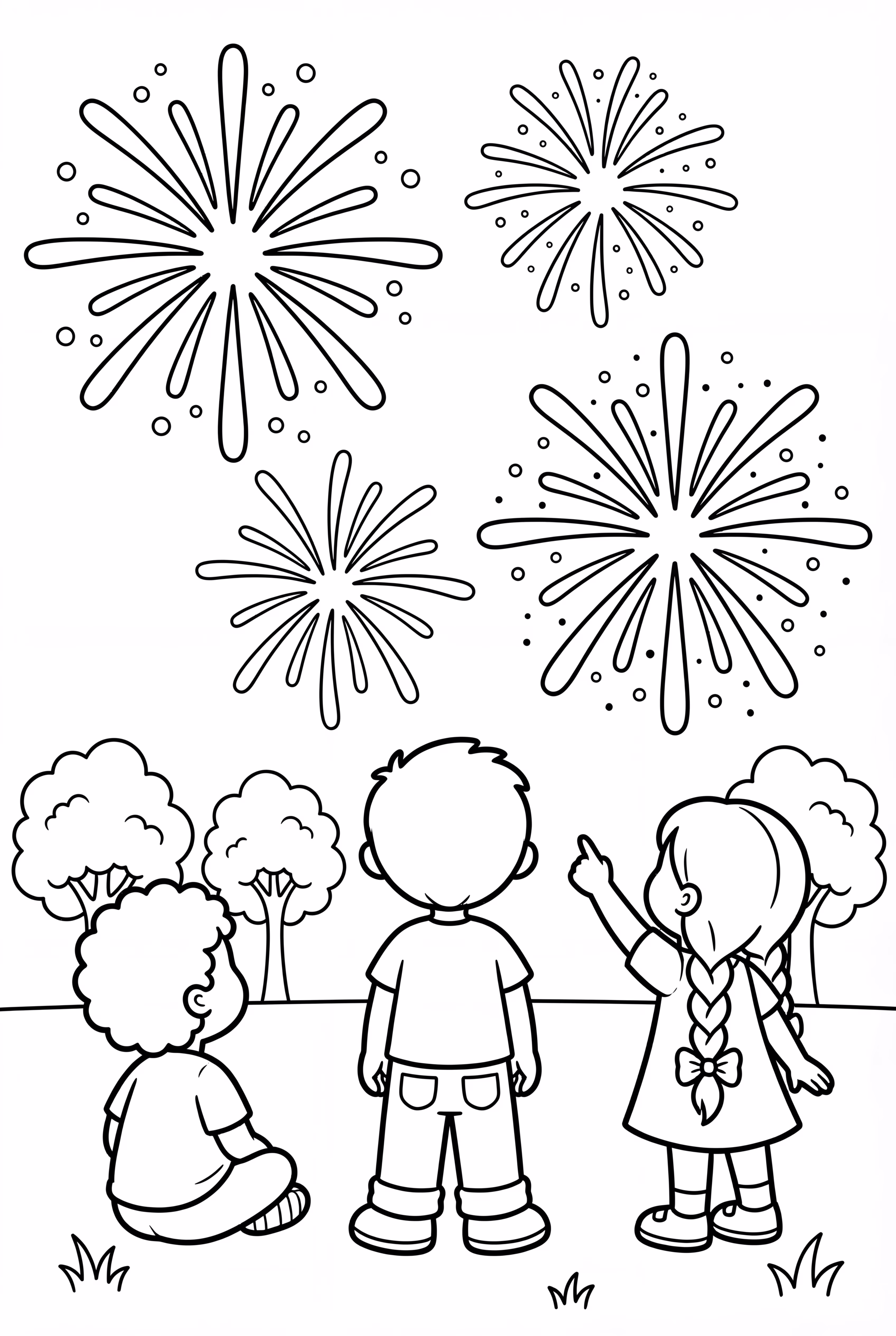 Crianças Aproveitando o Show de Fogos de Artifício