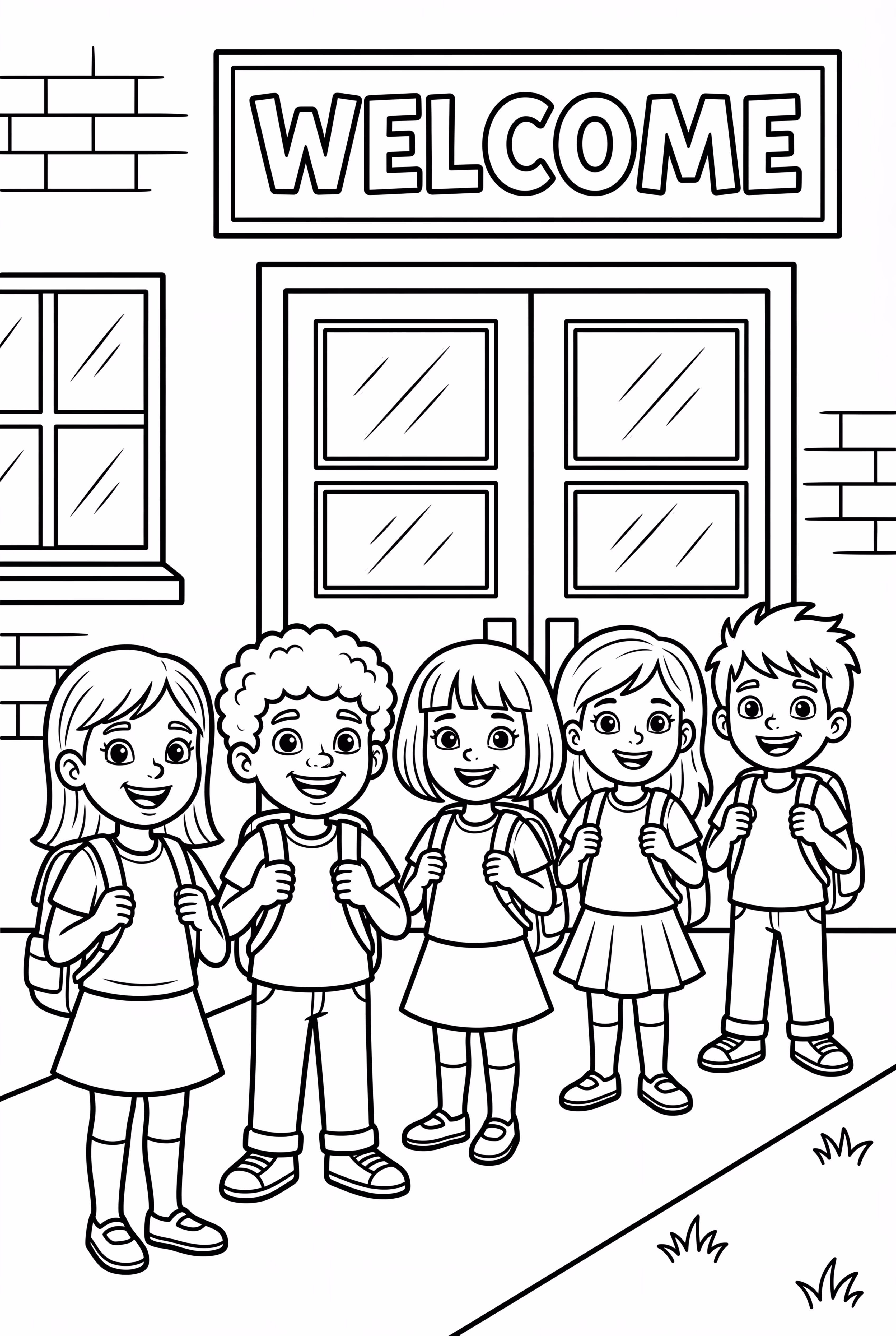 Kids Lining Up For The First Day Of School