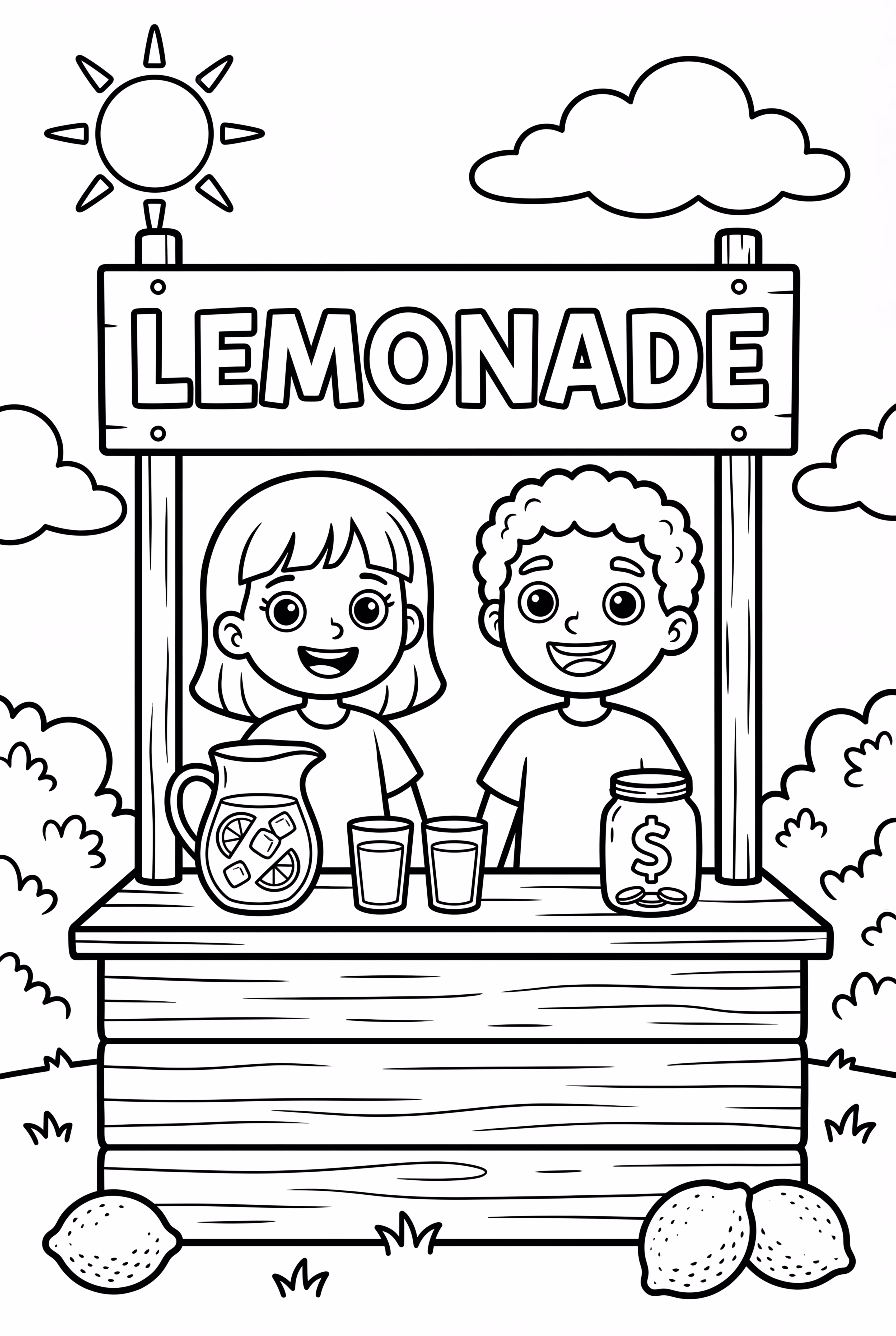 Kids Running A Summer Lemonade Stand