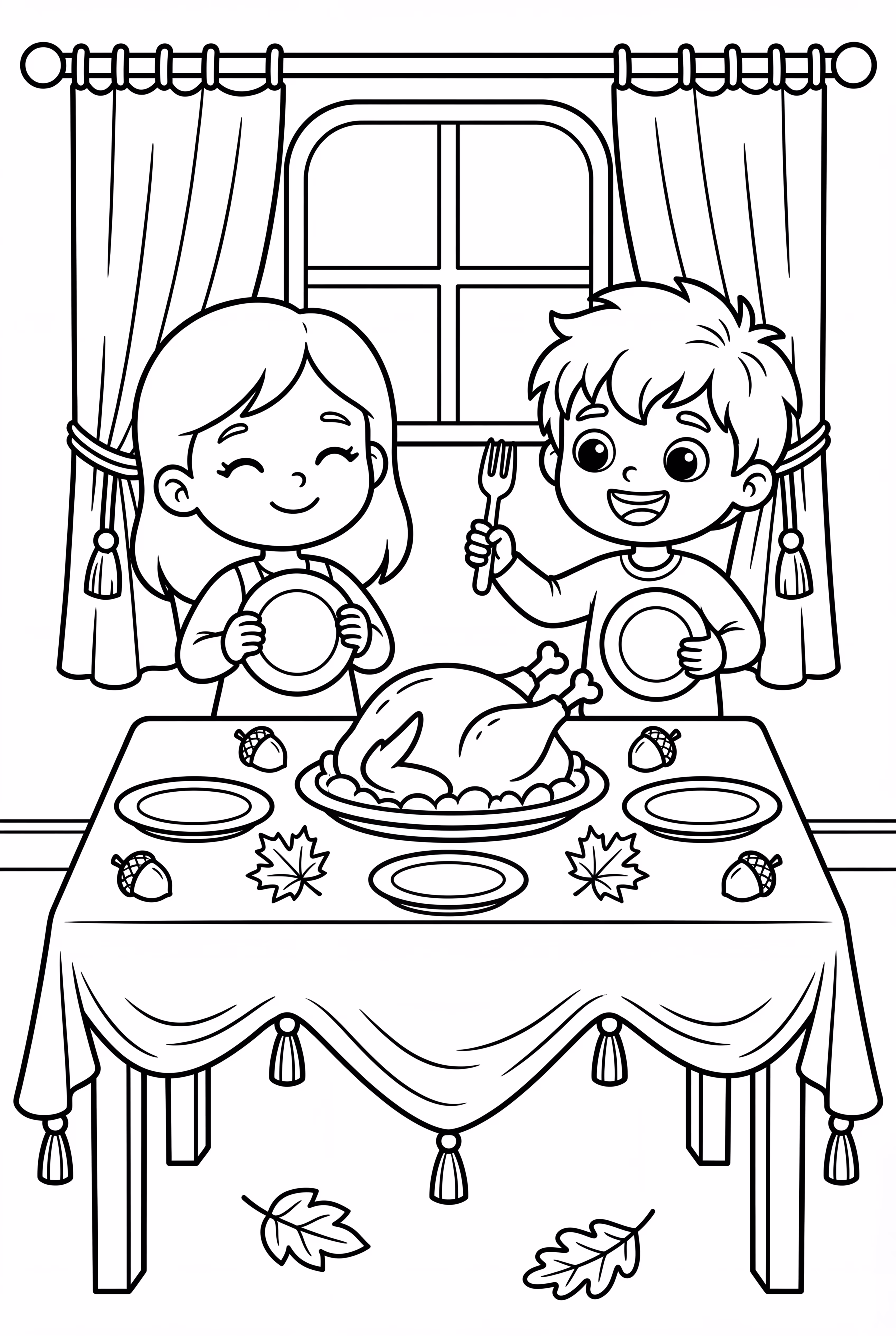 Kids Setting The Thanksgiving Table