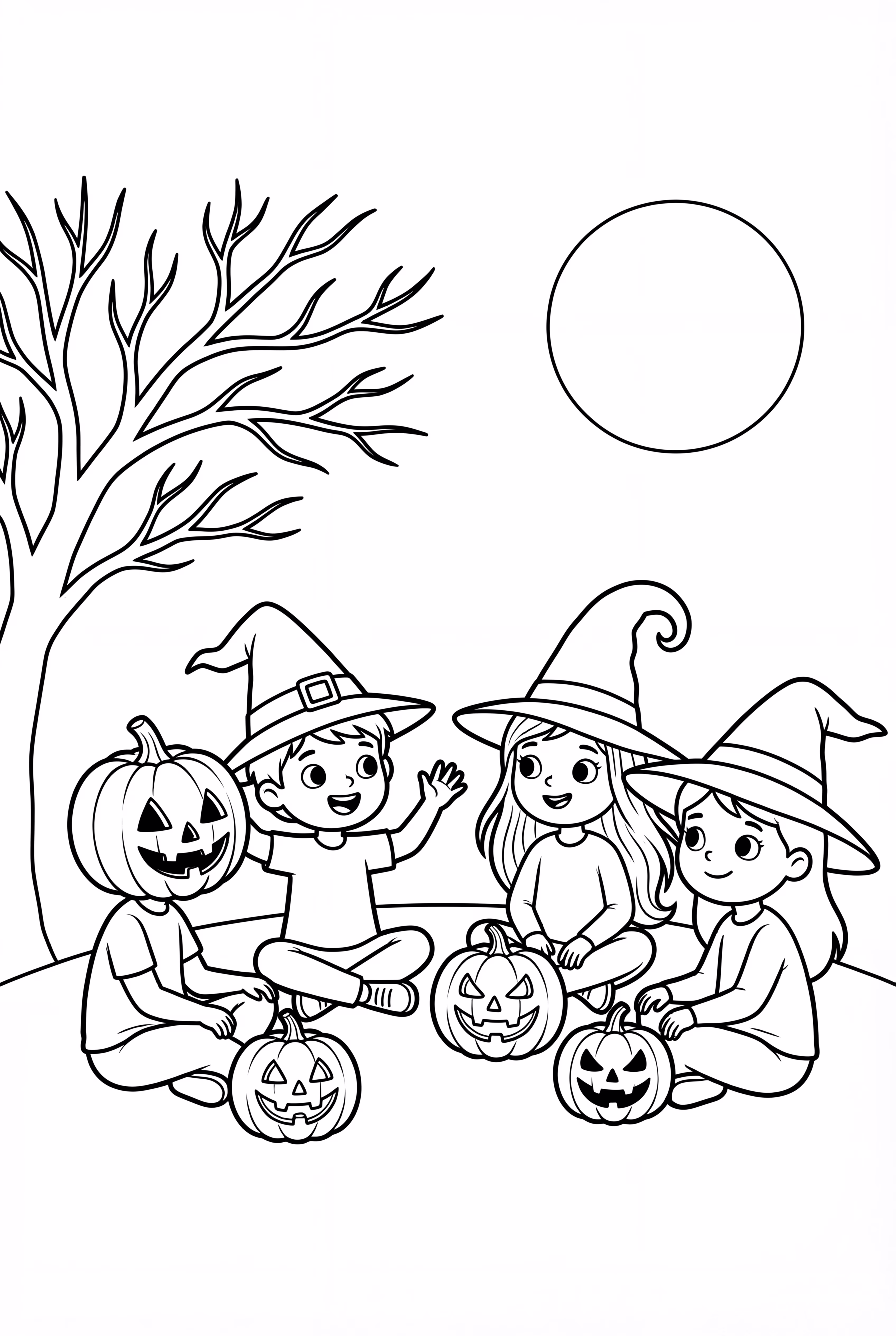 할로윈 2025에 아이들이 귀신 이야기를 하는 모습