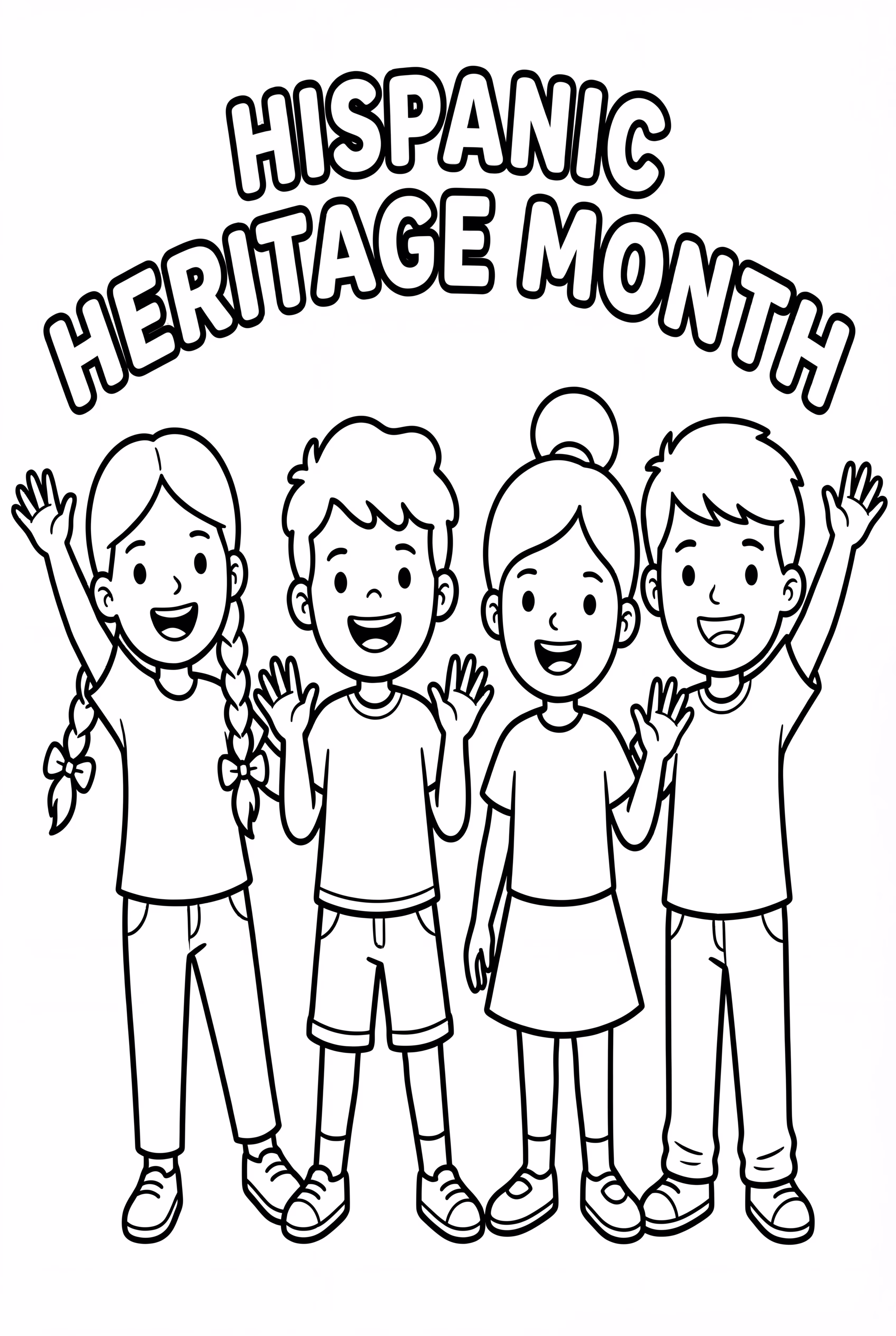 Kids Waving For Hispanic Heritage Month