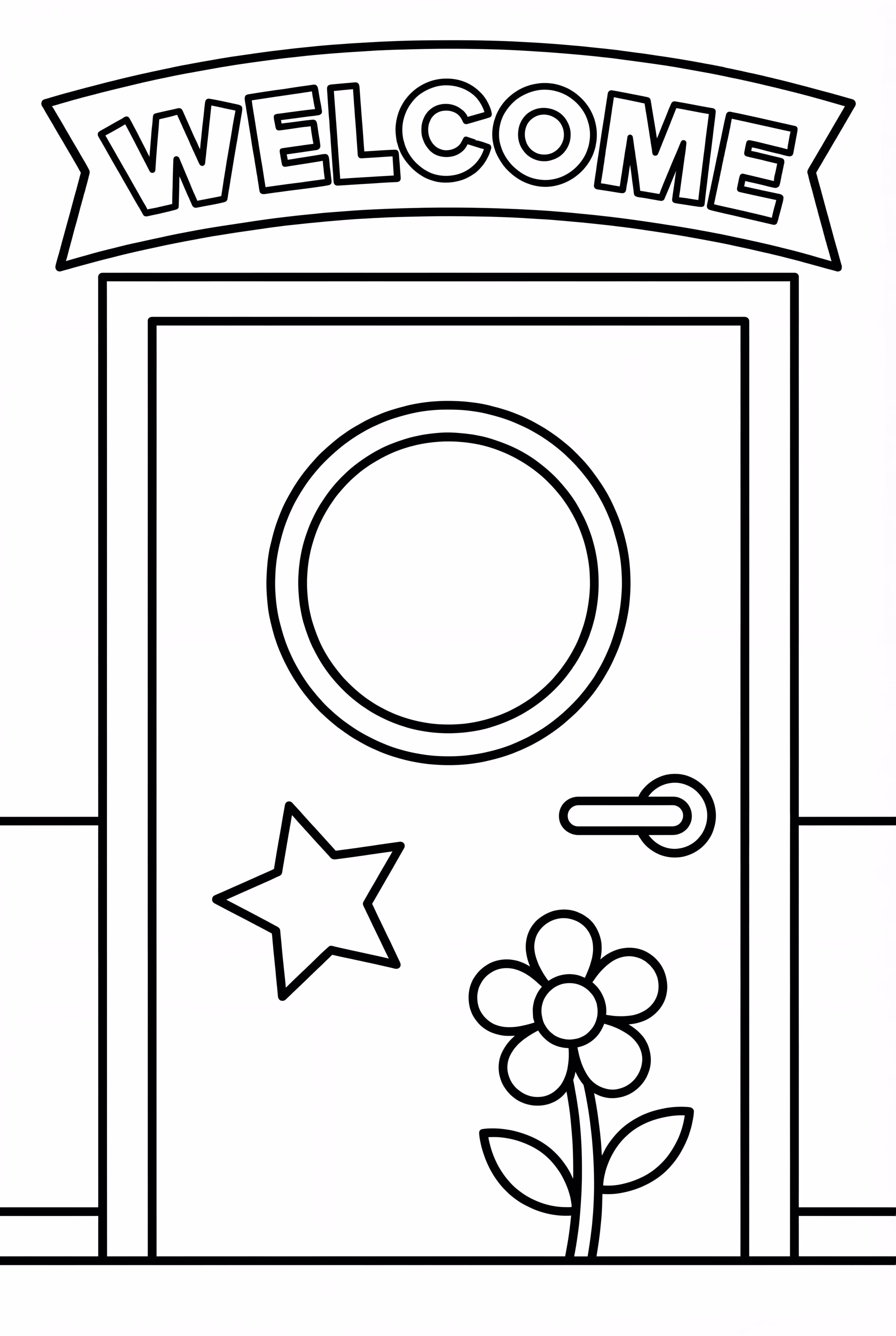 Porte de classe de maternelle et panneau de bienvenue