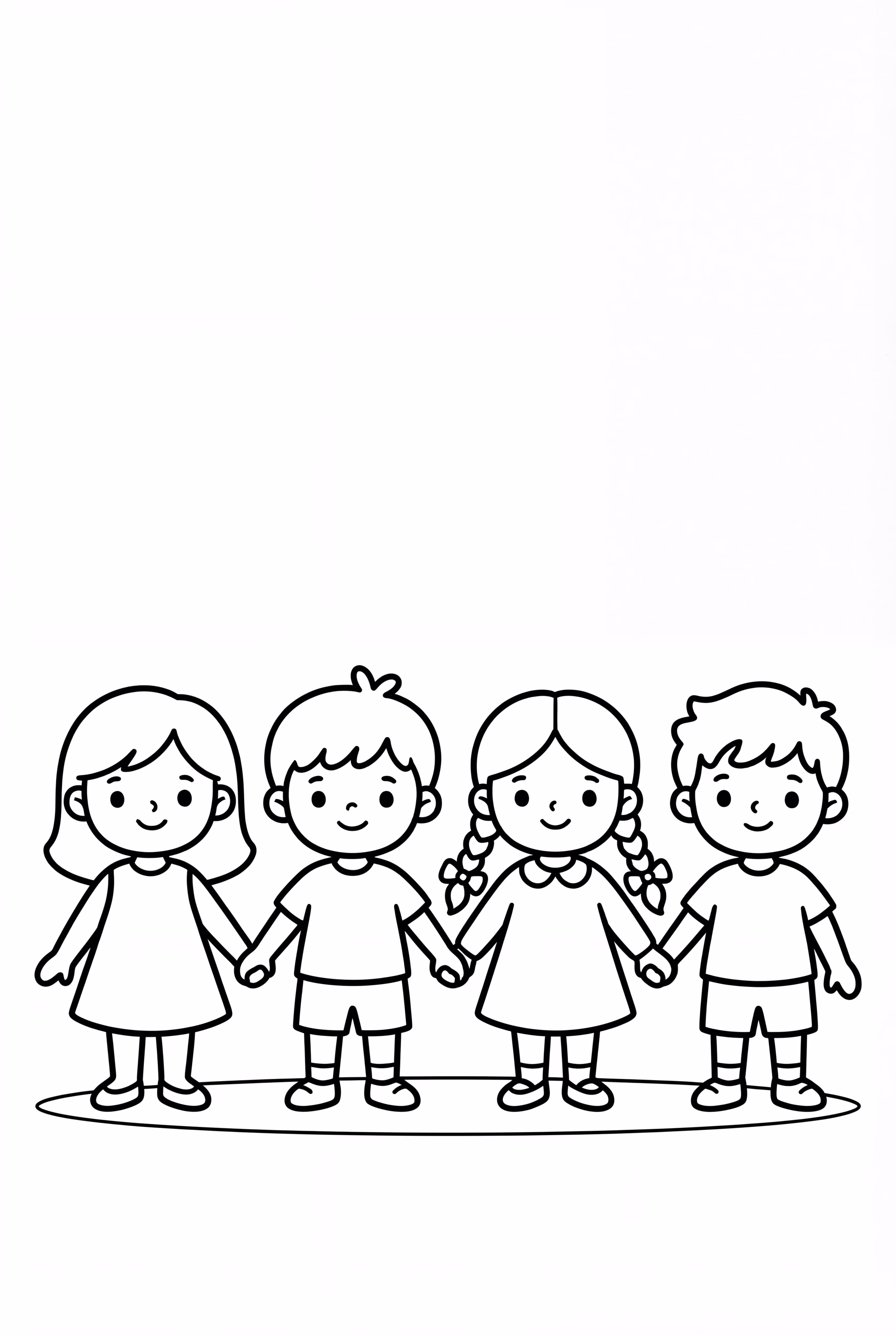 Kindergarten Friends Holding Hands