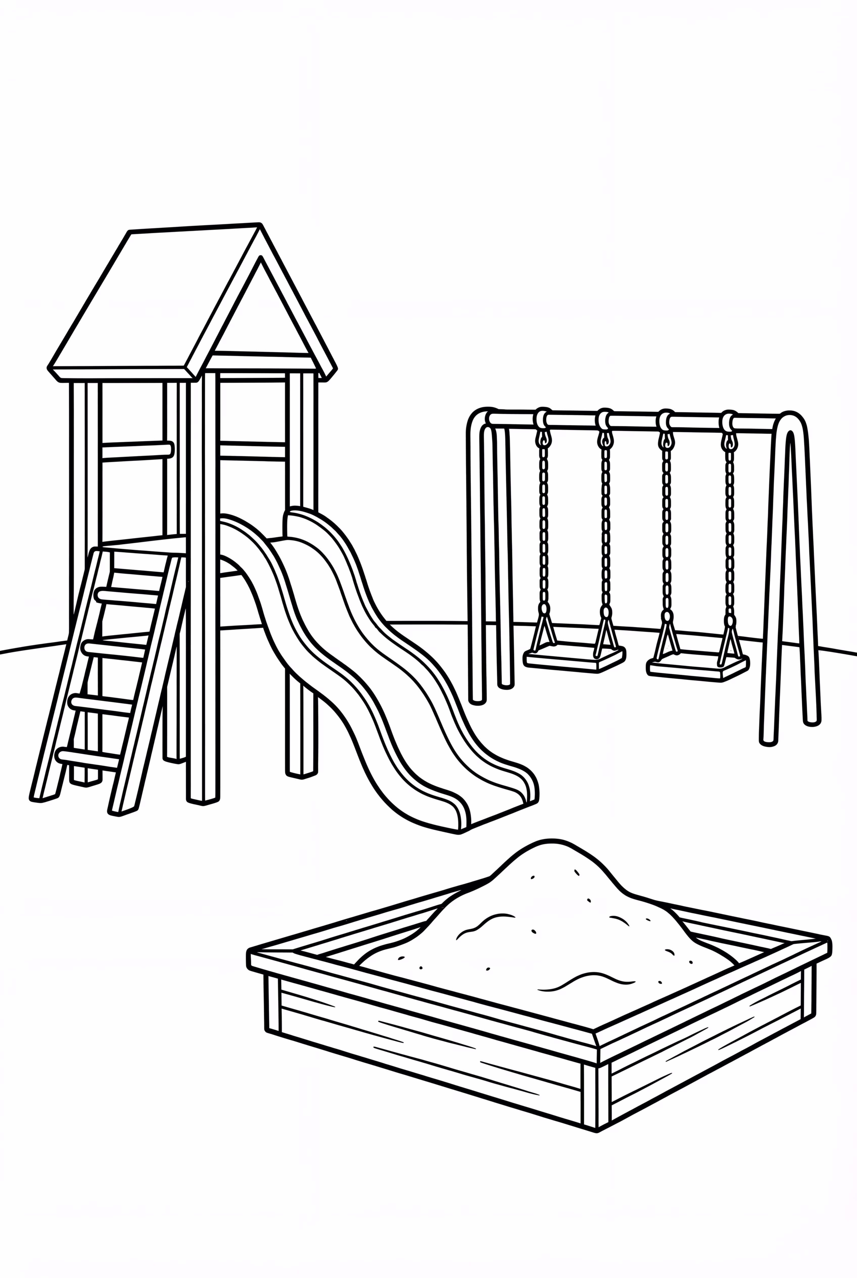 Kindergarten Playground With Slide And Swings