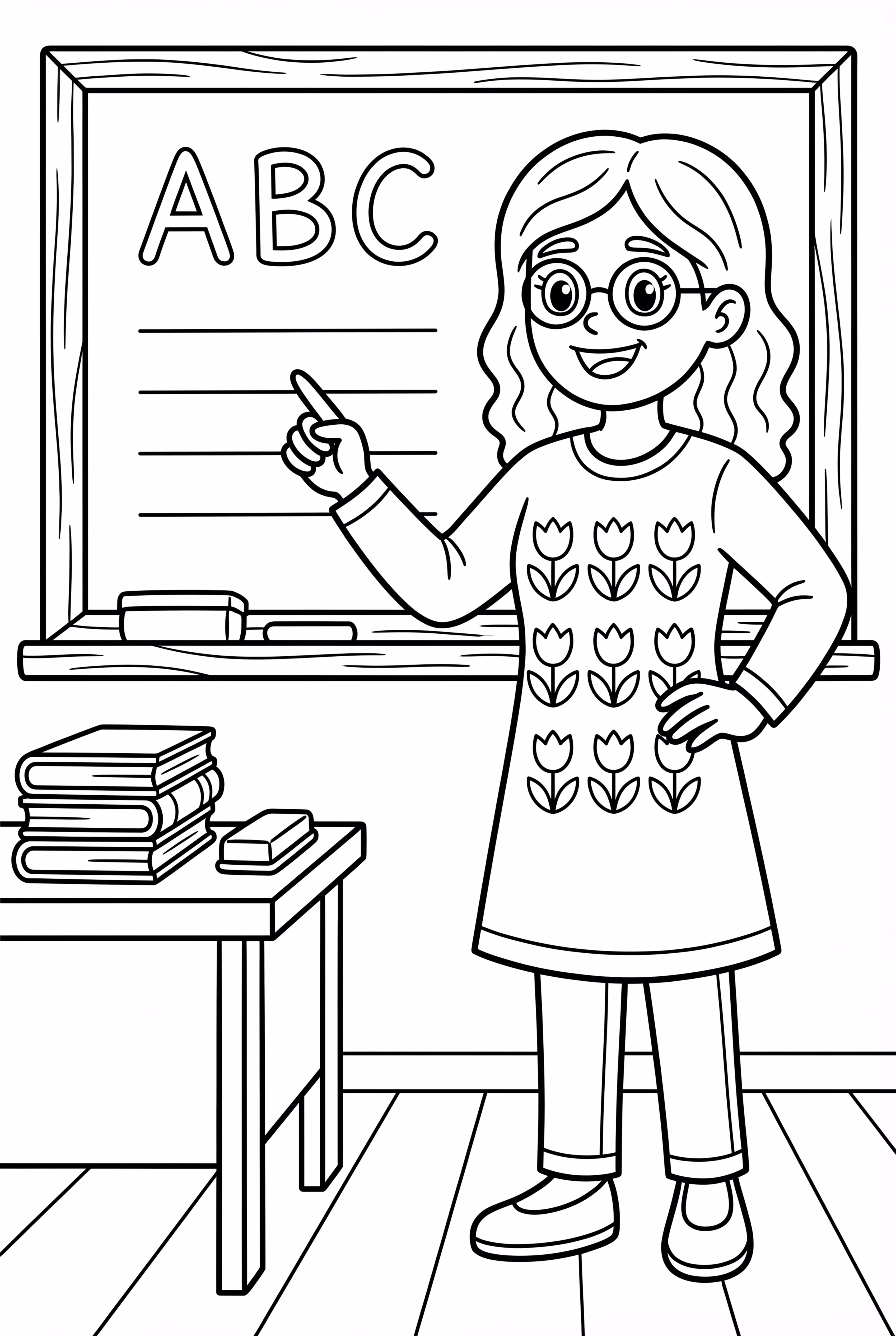 Enseignant en maternelle écrivant au tableau noir