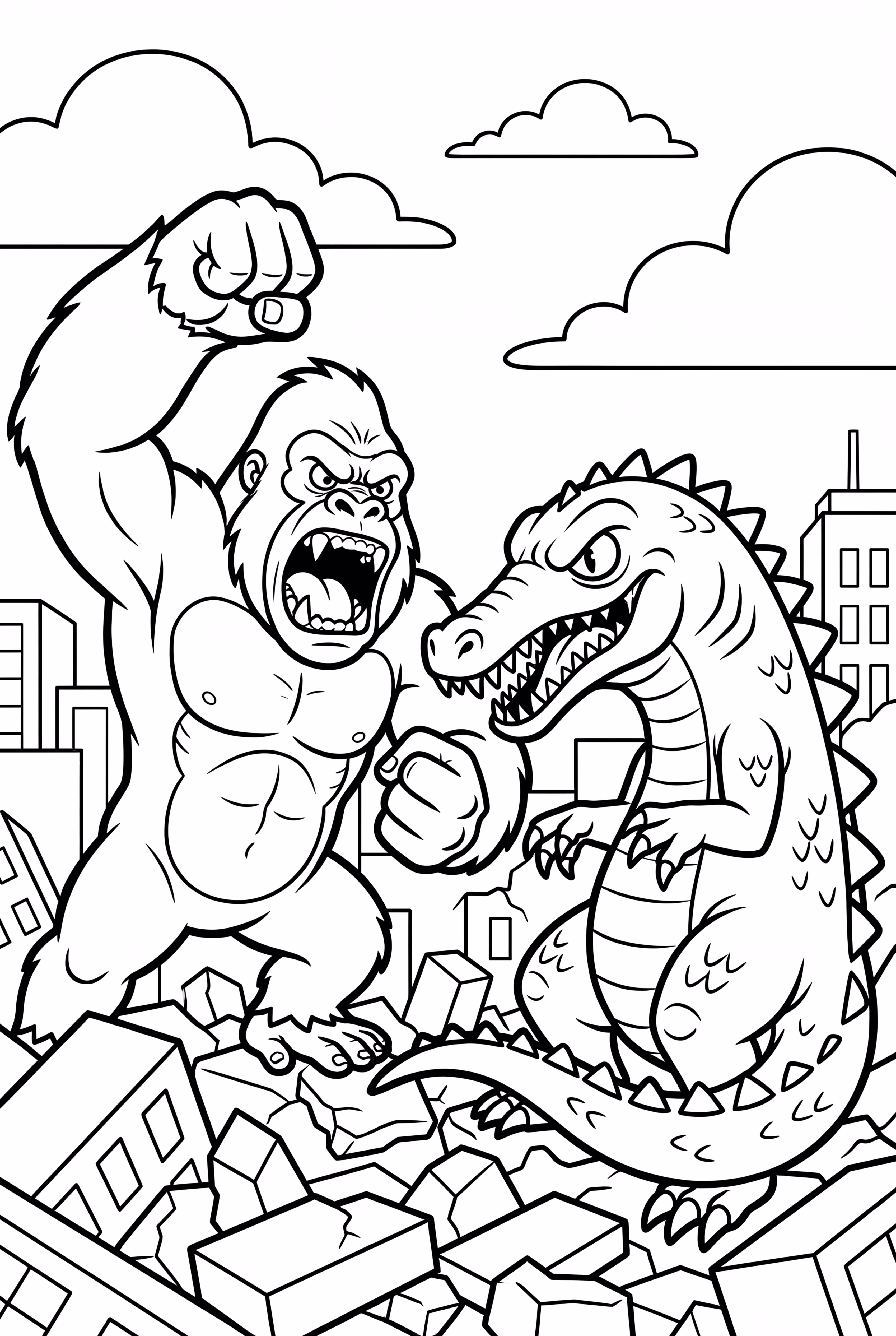 King Kong Battling Mutant Lizard