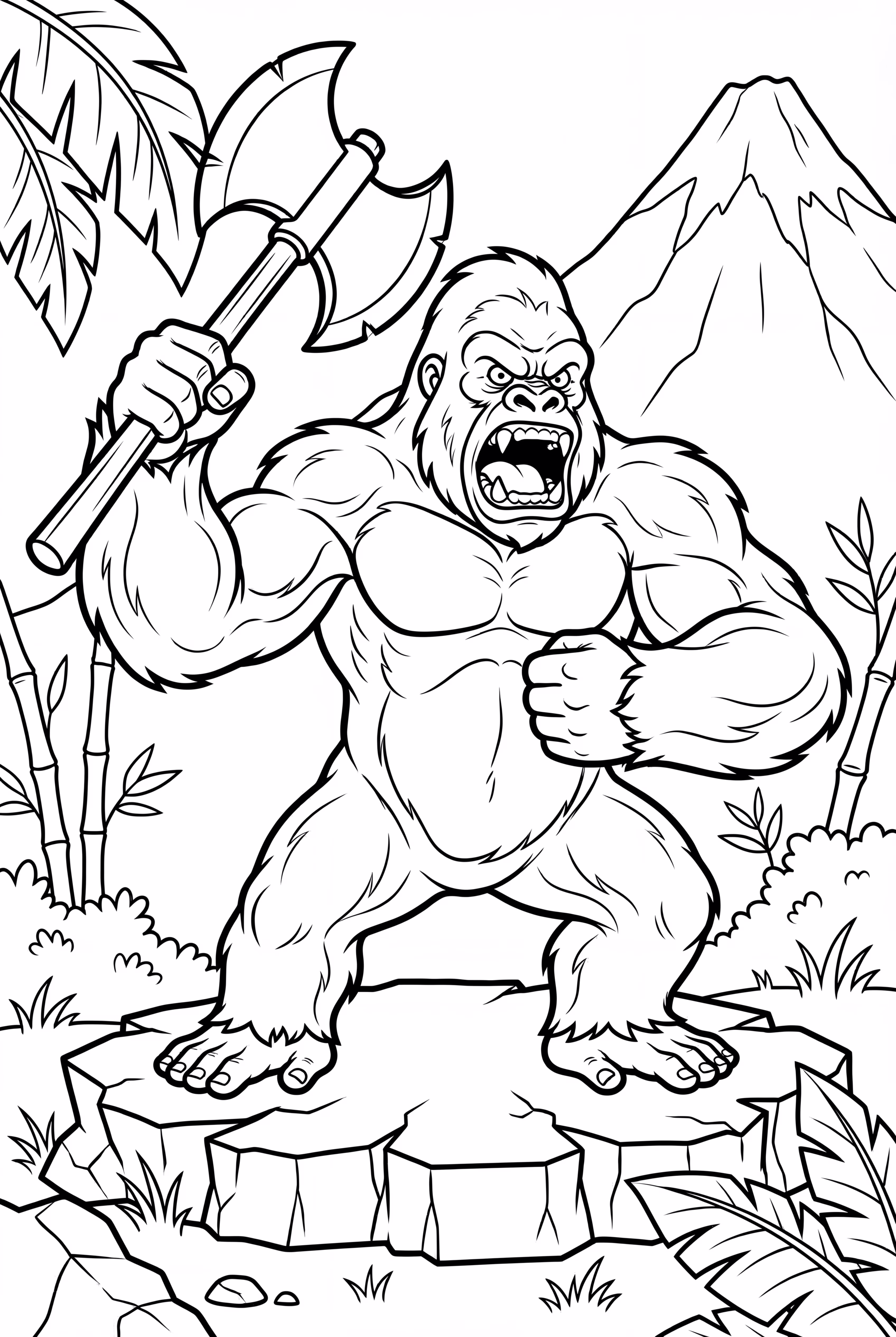 King Kong Holding a Giant Axe