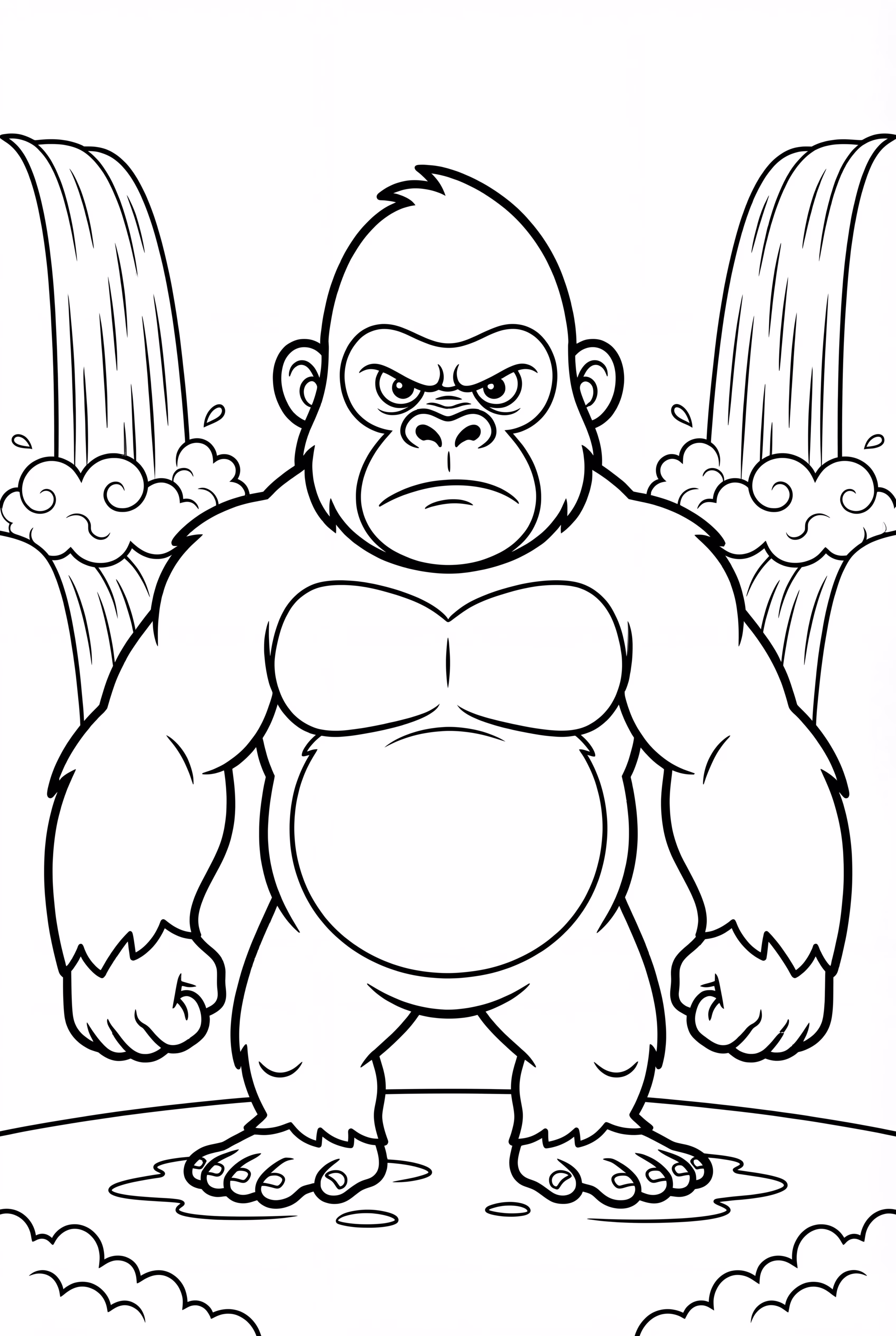 King Kong Standing in Waterfall Mist