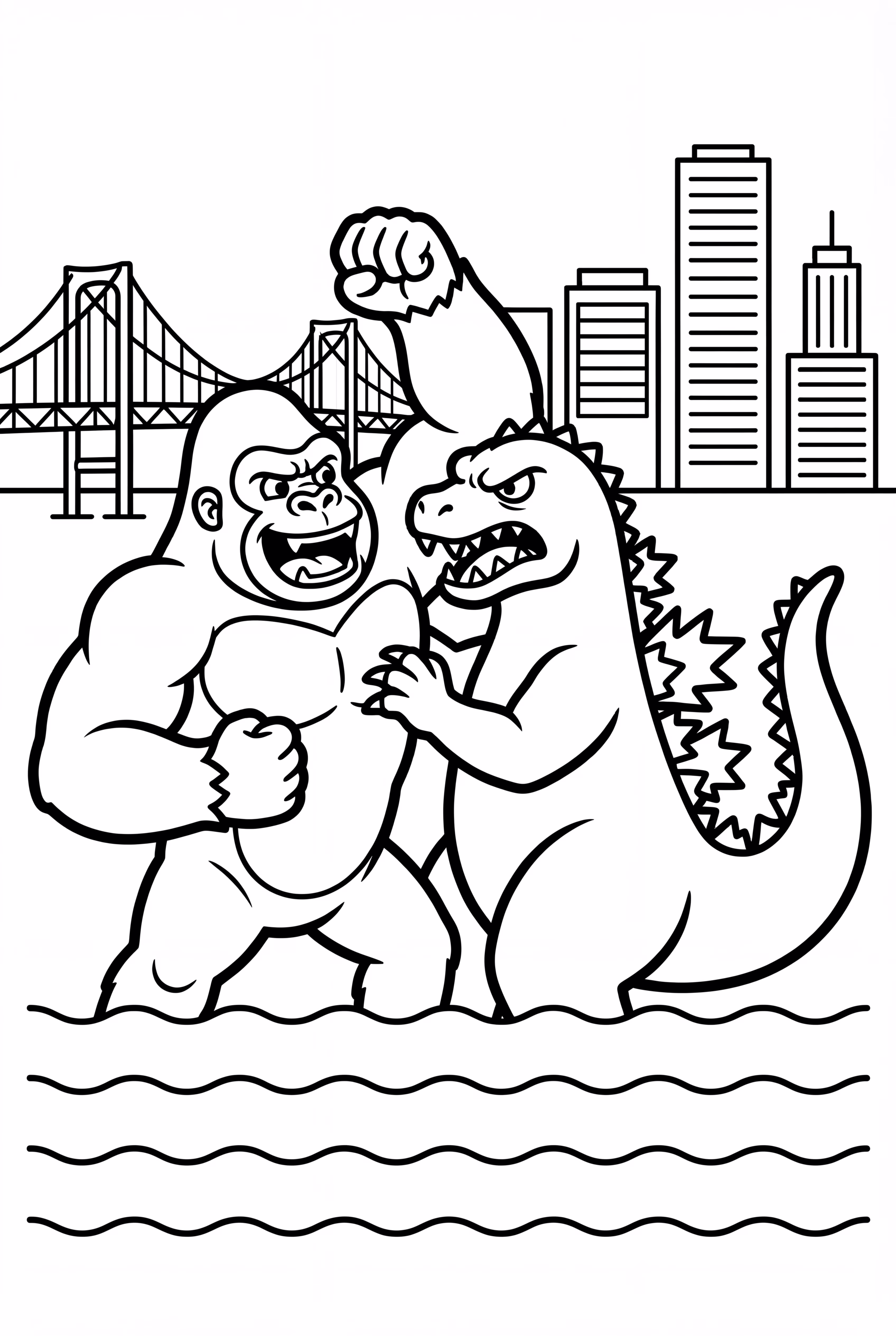 King Kong Wrestling Godzilla in Tokyo Bay