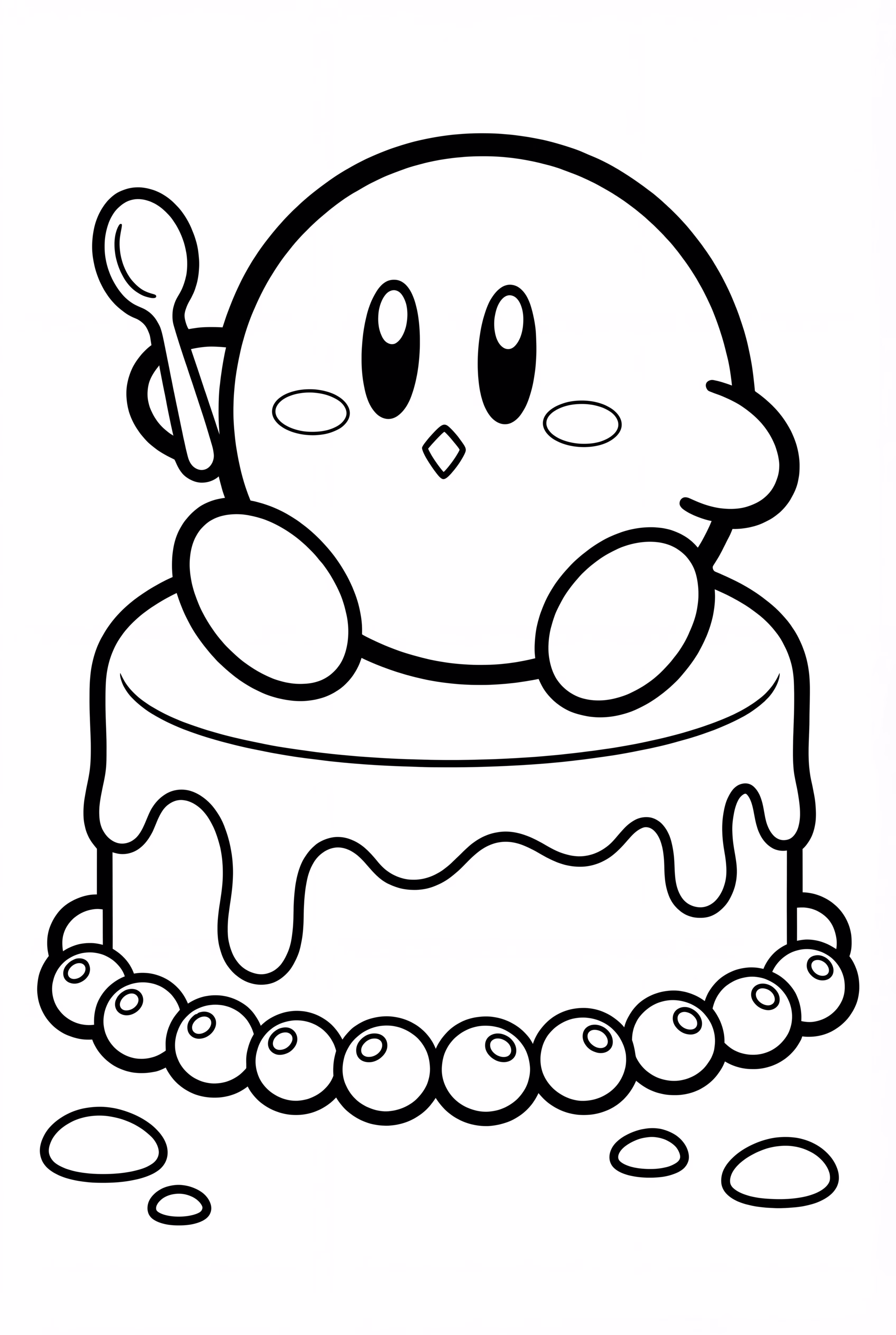 カービィが美味しいケーキを食べている