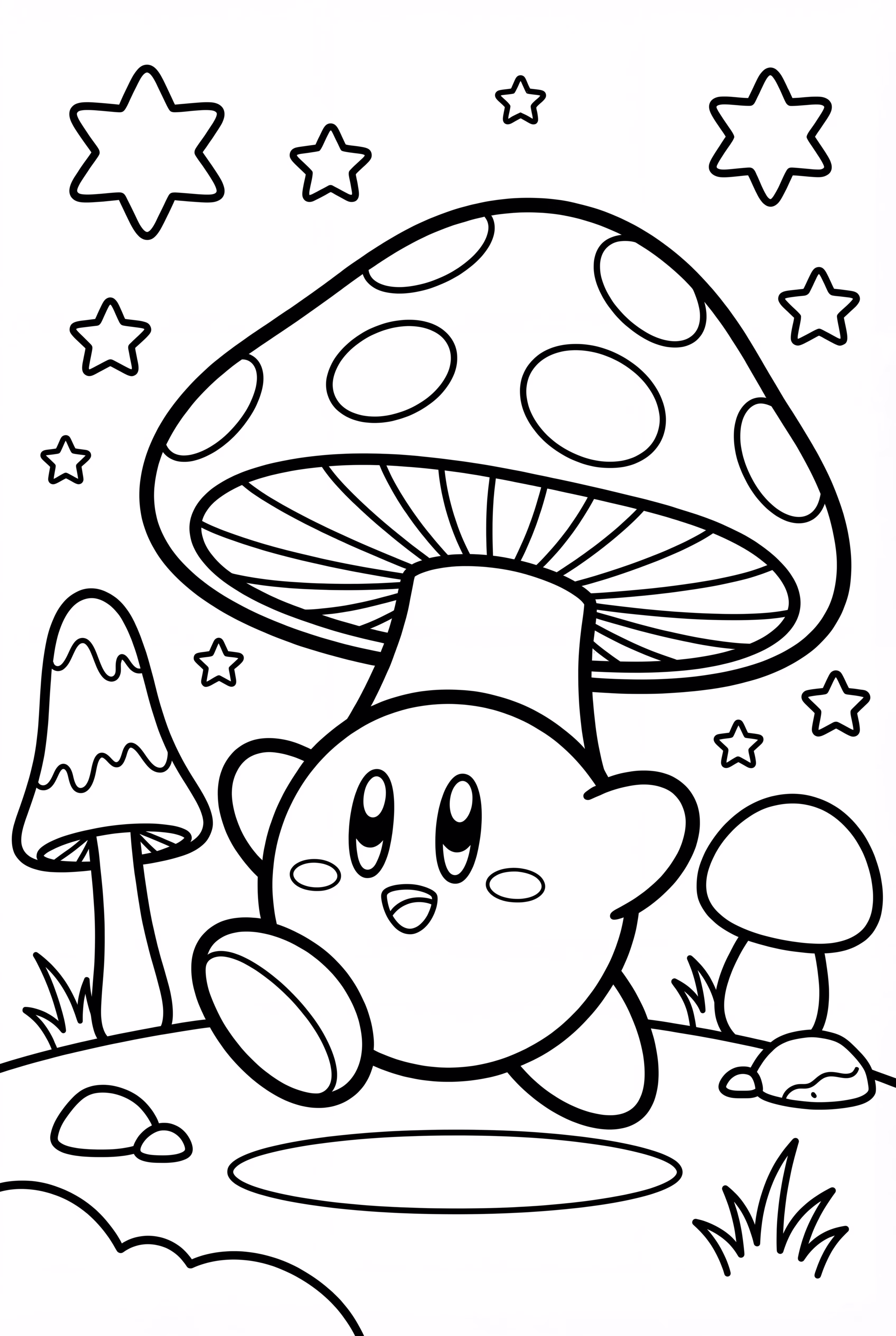 Kirby exploring a magical forest