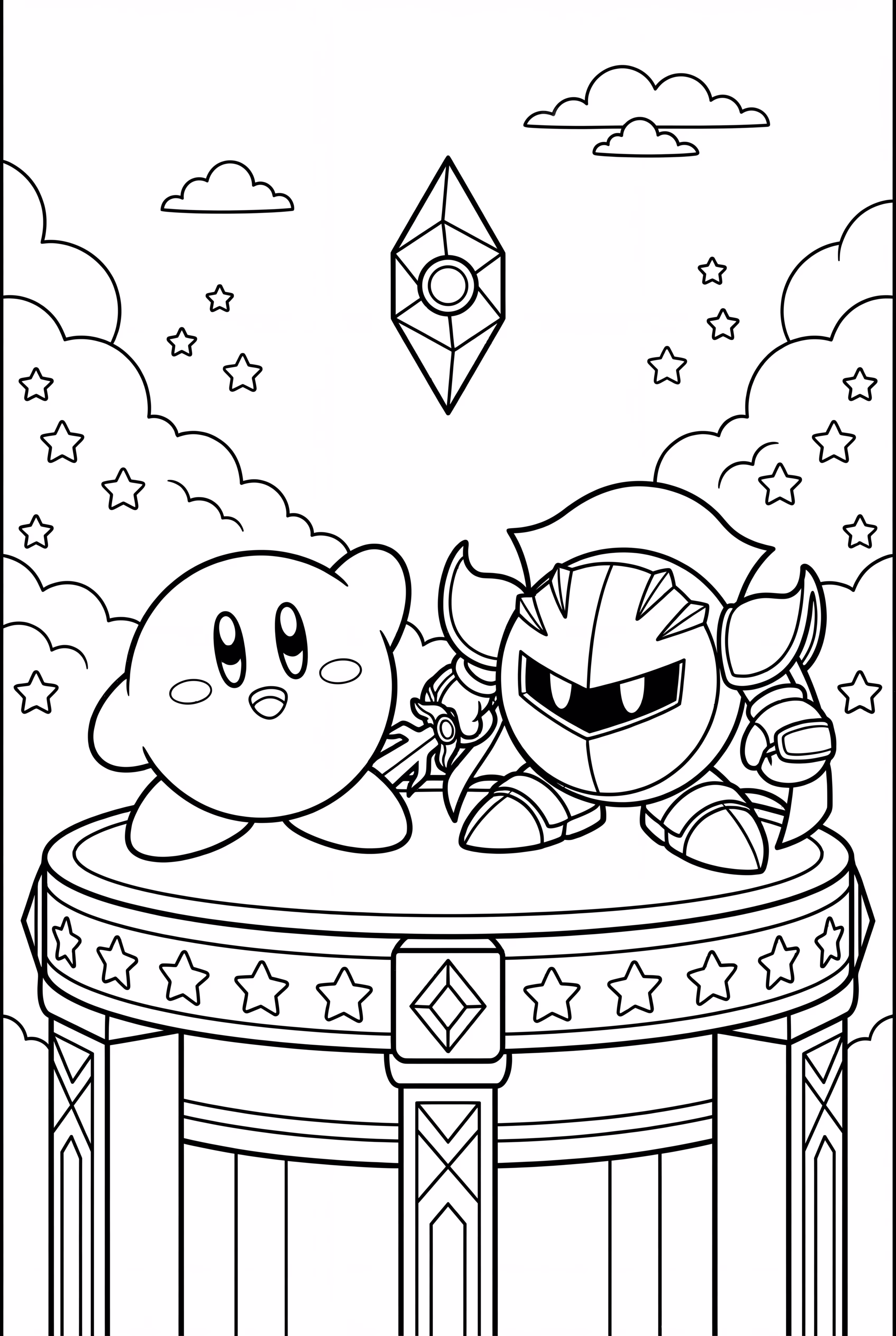 Kirby teaming up with Meta Knight-2