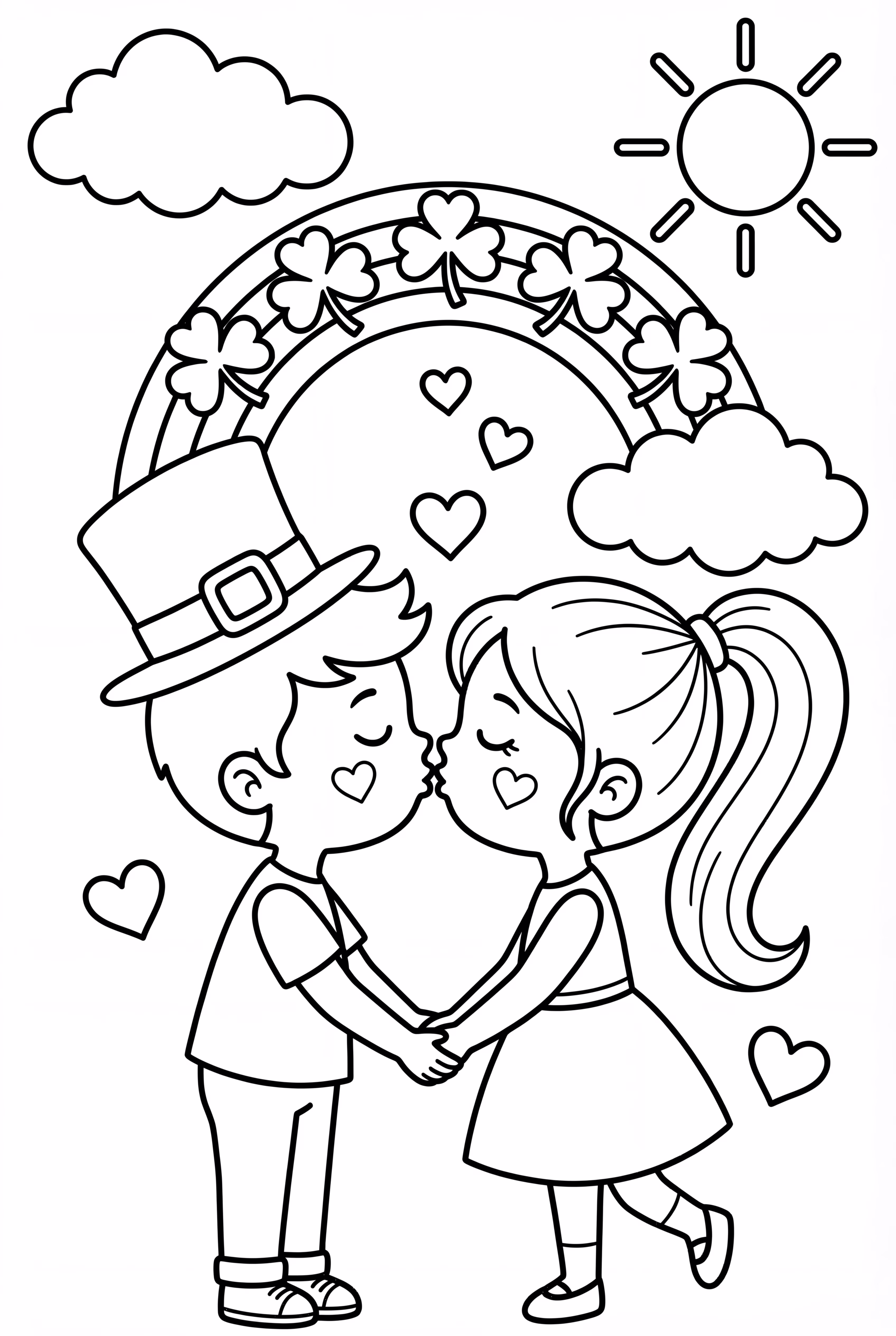 Kissing Couple Under Clover Arch