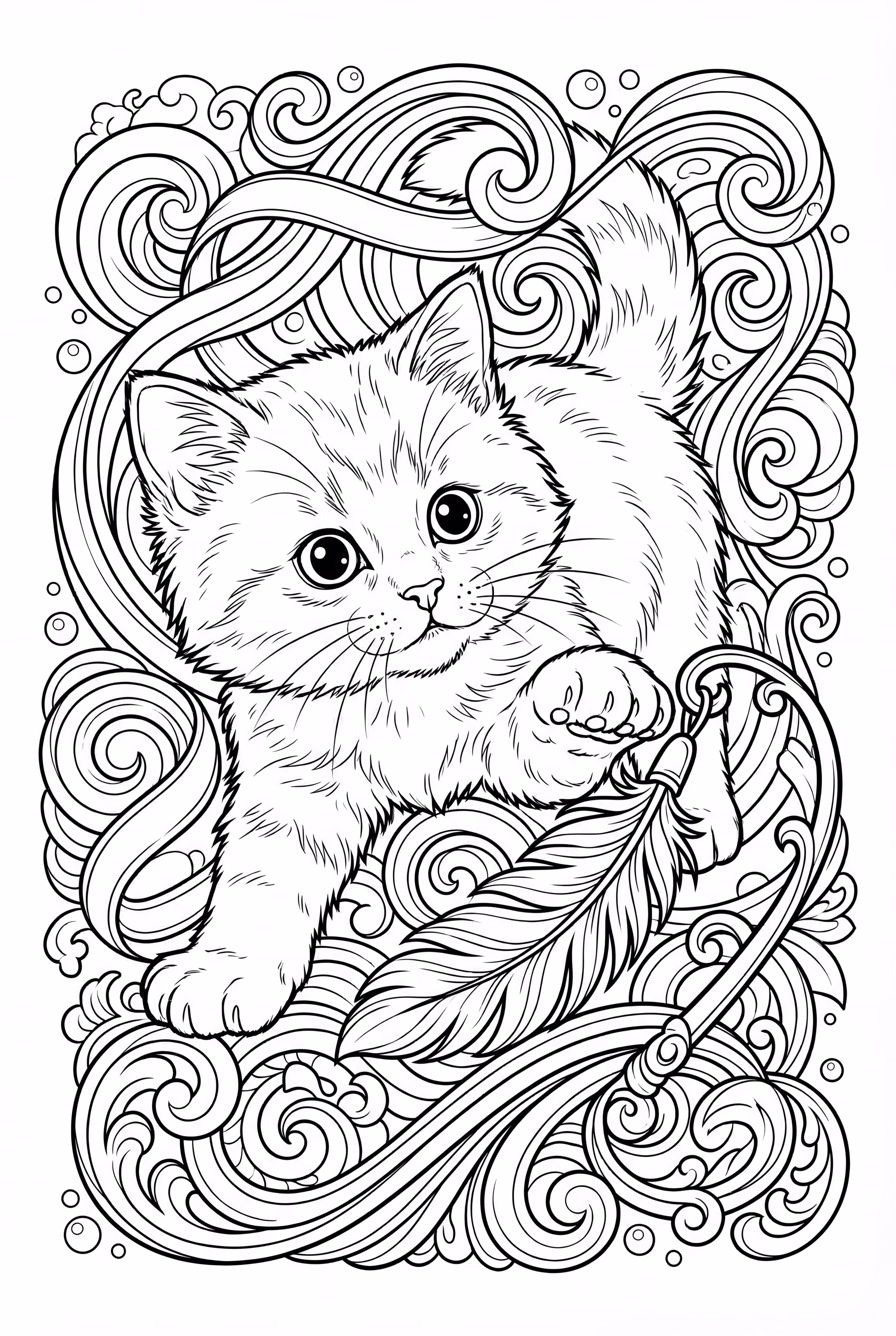 小猫玩羽毛玩具