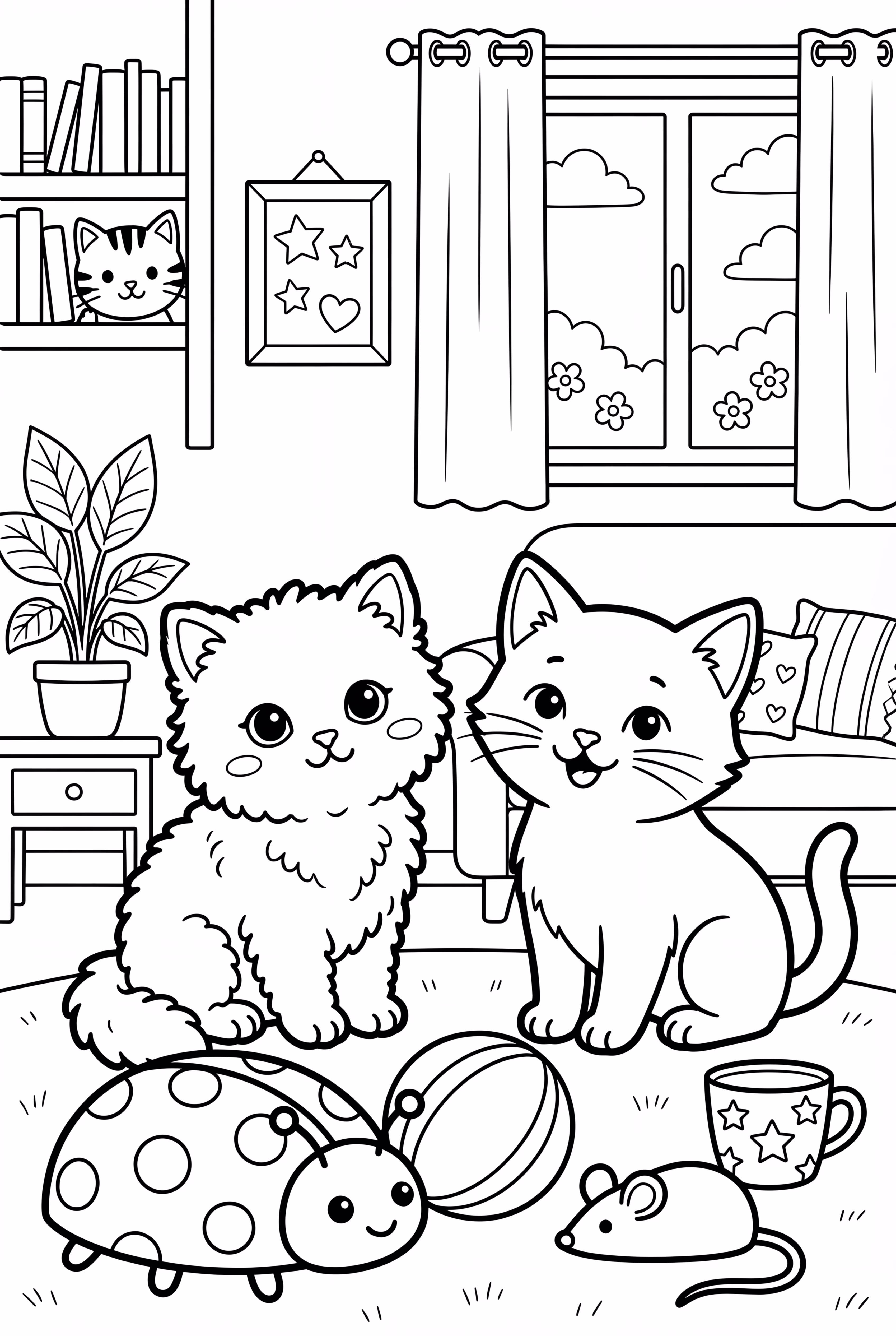 아기 고양이가 아늑한 집을 탐험하다