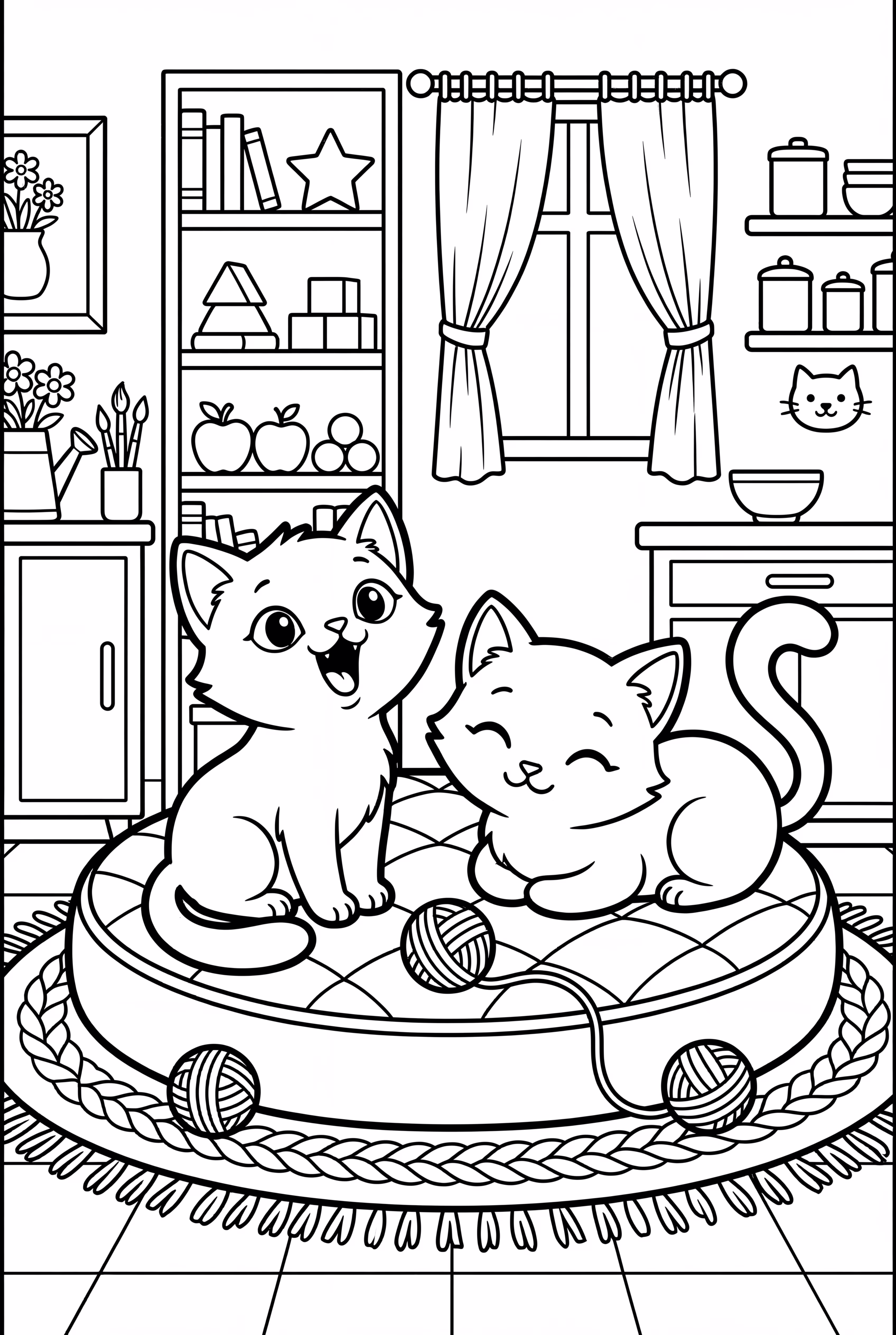 Kittens exploring a cozy home