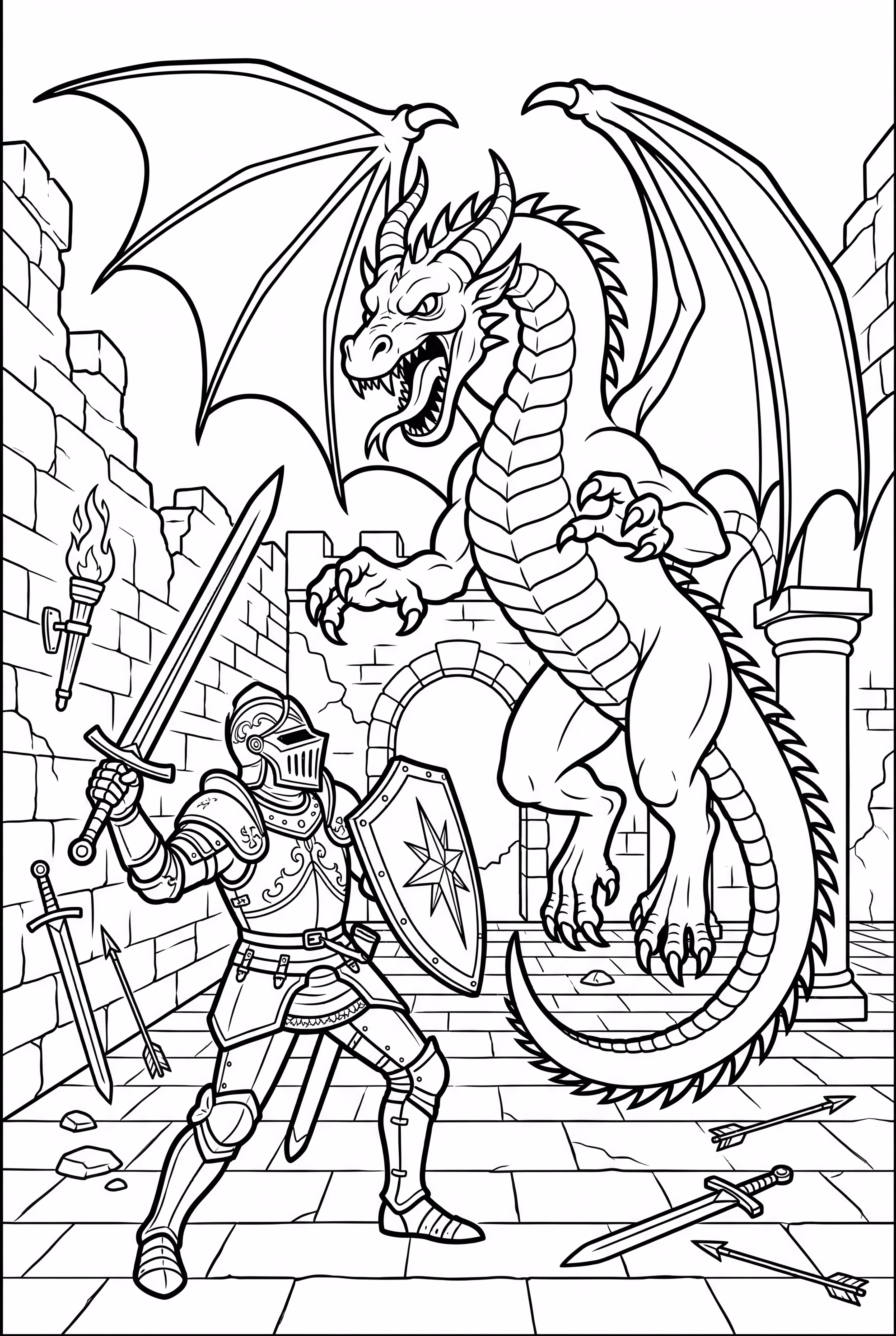 Knight Facing a Fierce Dragon-2