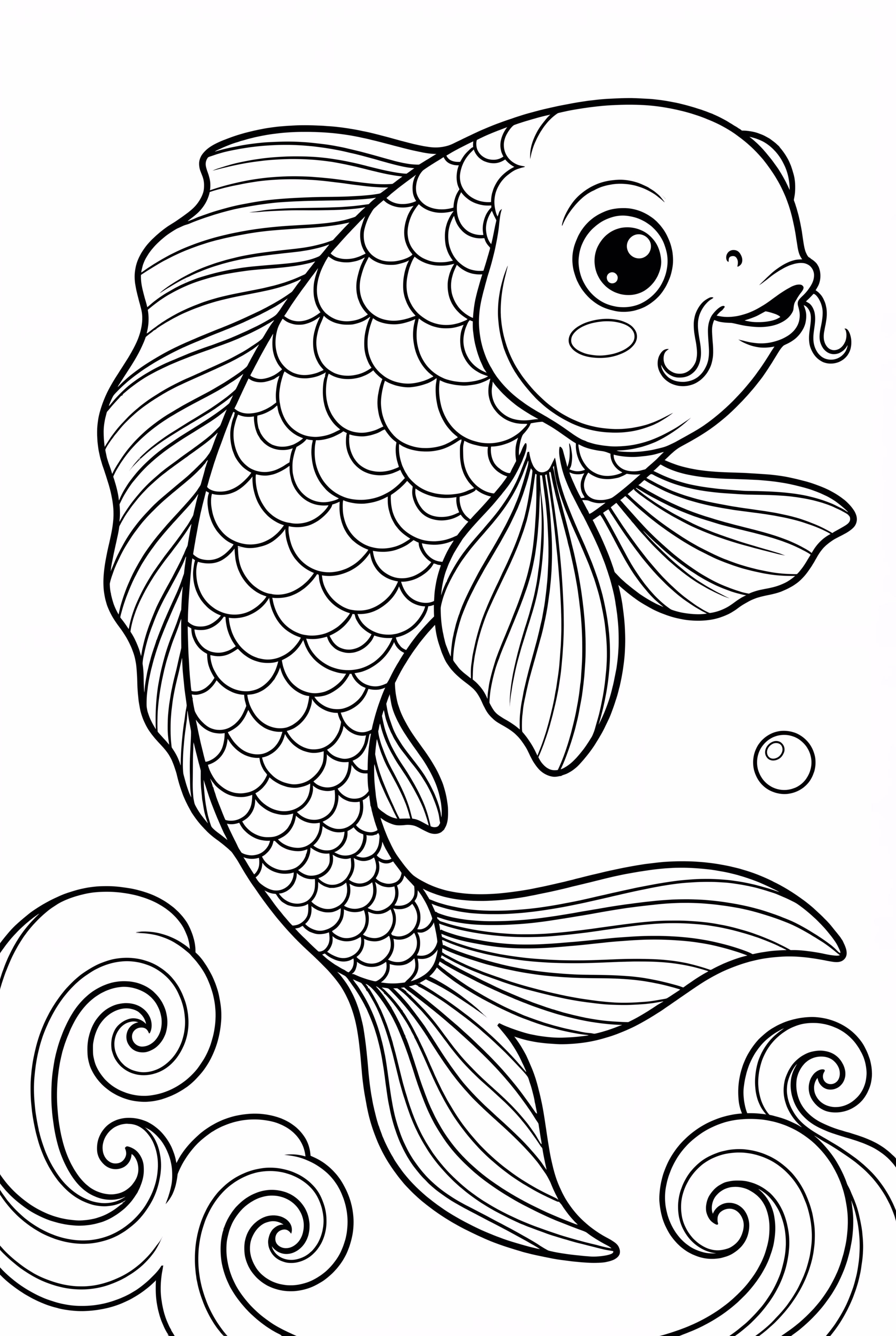 Peixe Koi Nadando em um Lago Tranquilo