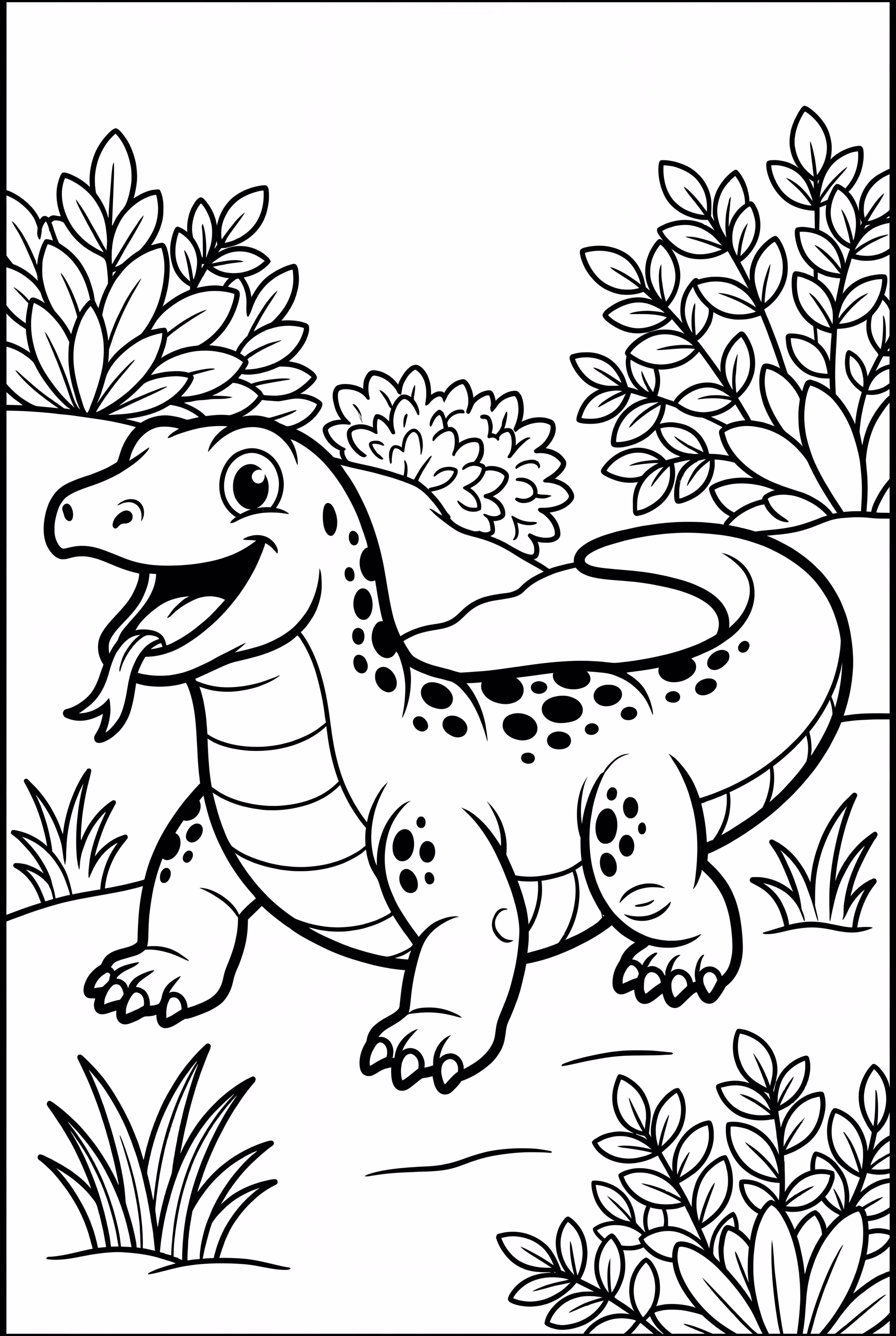 Komodo Dragon Among The Bushes