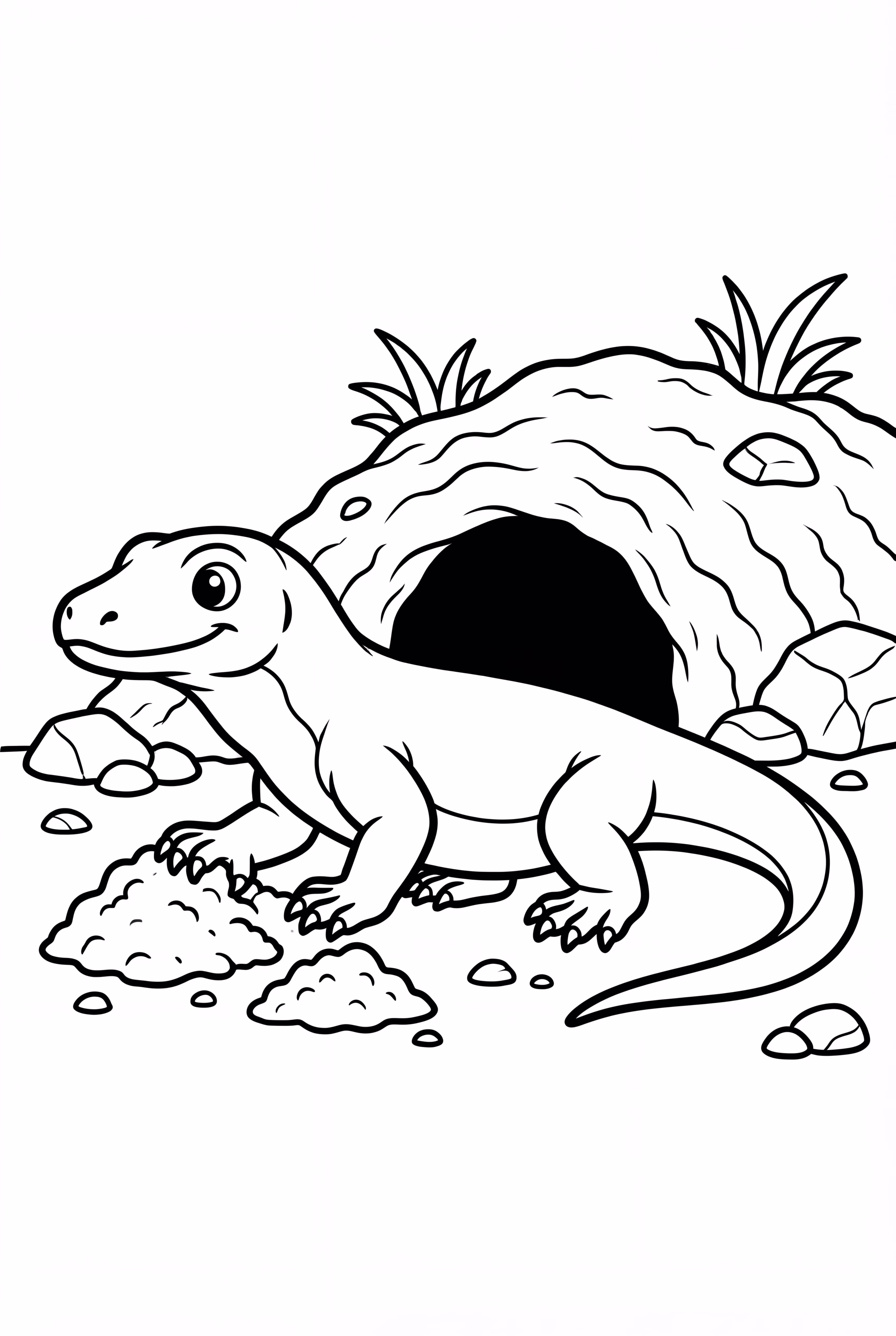 Komodo Dragon Digging A Burrow