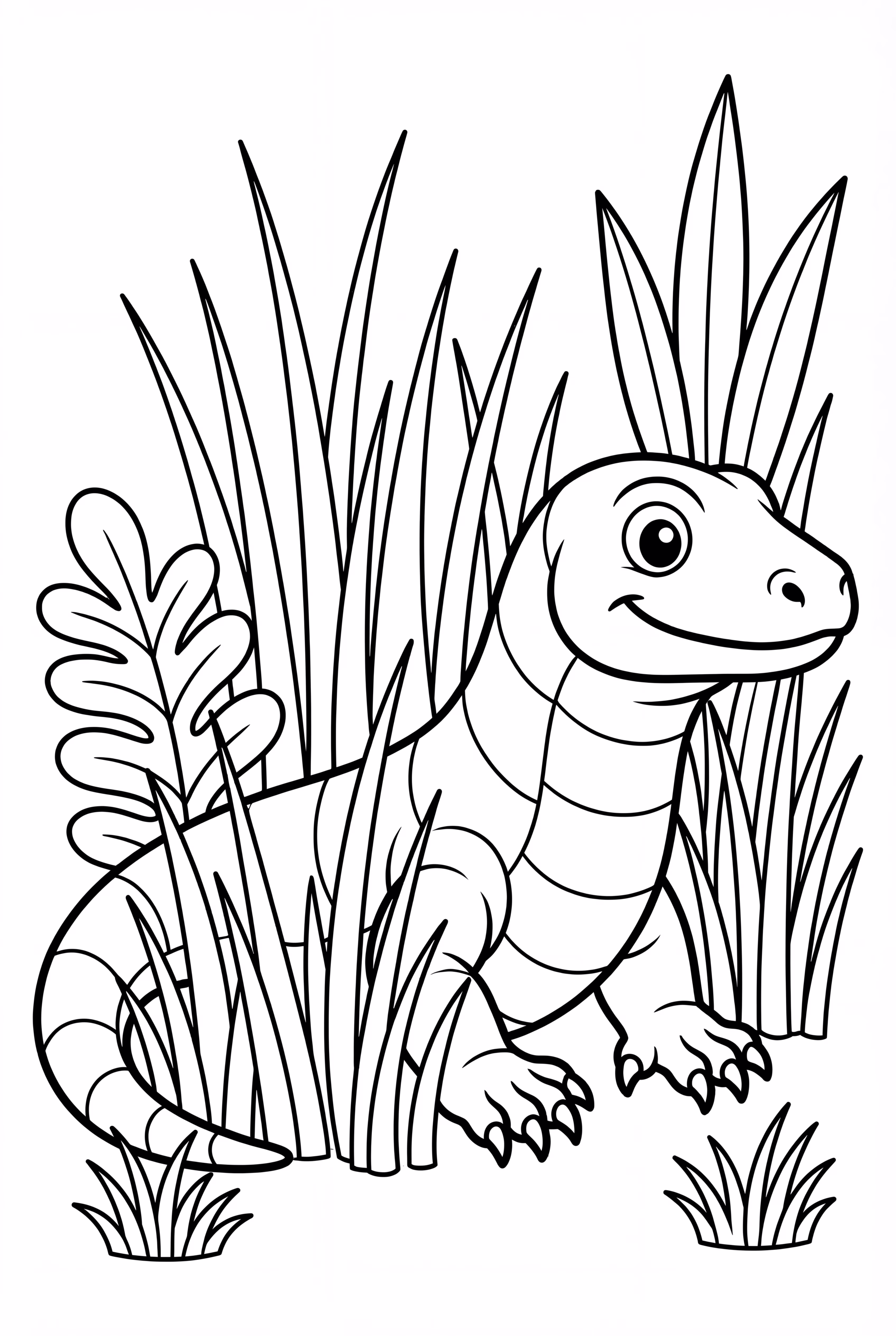 Komodo Dragon Hiding In Tall Grass